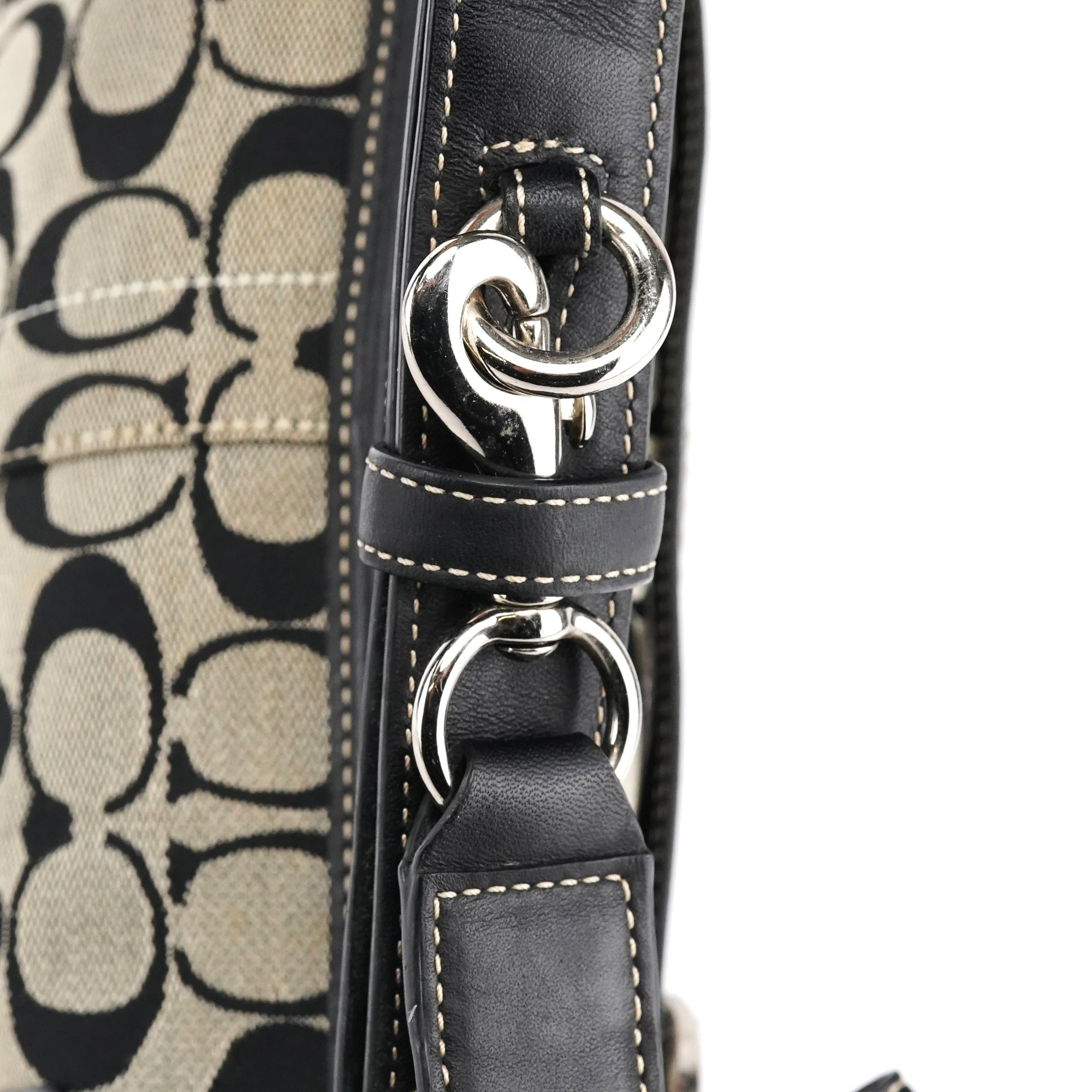7077 Grey Black Signature 2-Way Shoulder Bag