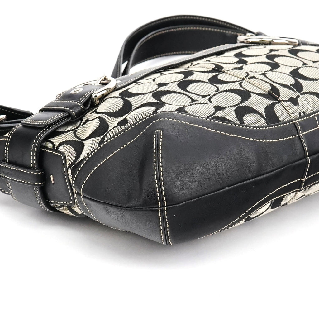 7077 Grey Black Signature 2-Way Shoulder Bag