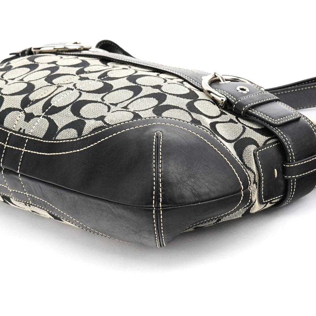 7077 Grey Black Signature 2-Way Shoulder Bag