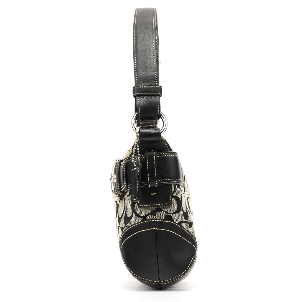 7077 Grey Black Signature 2-Way Shoulder Bag