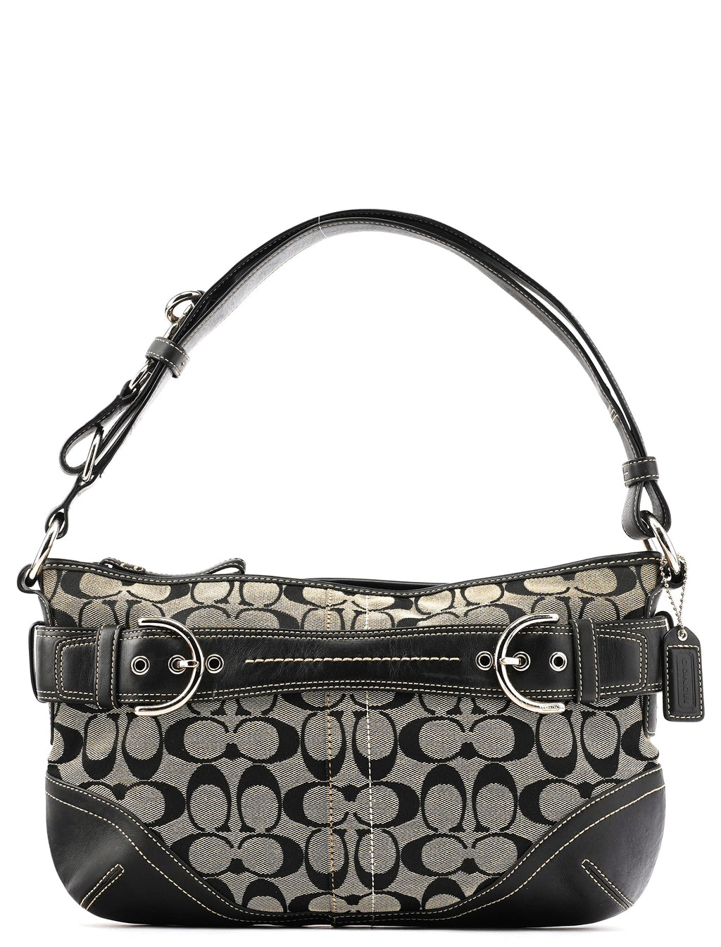 7077 Grey Black Signature 2-Way Shoulder Bag