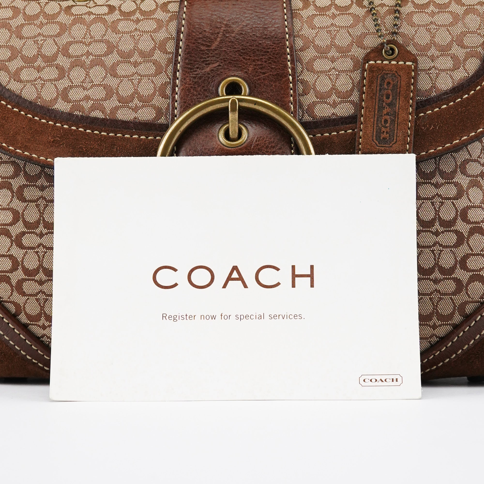 7078 Beige Brown Suede Soho Top Handle Bag