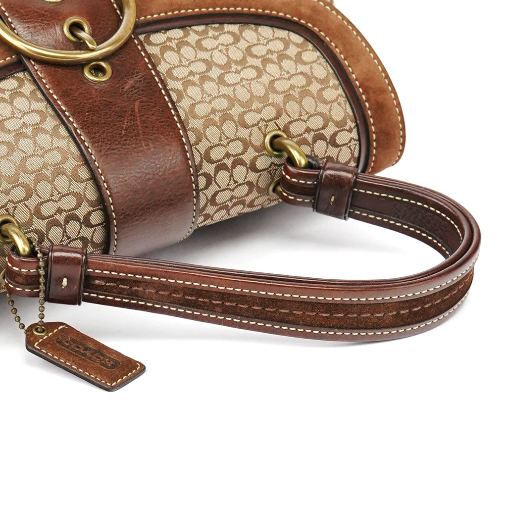 7078 Beige Brown Suede Soho Top Handle Bag