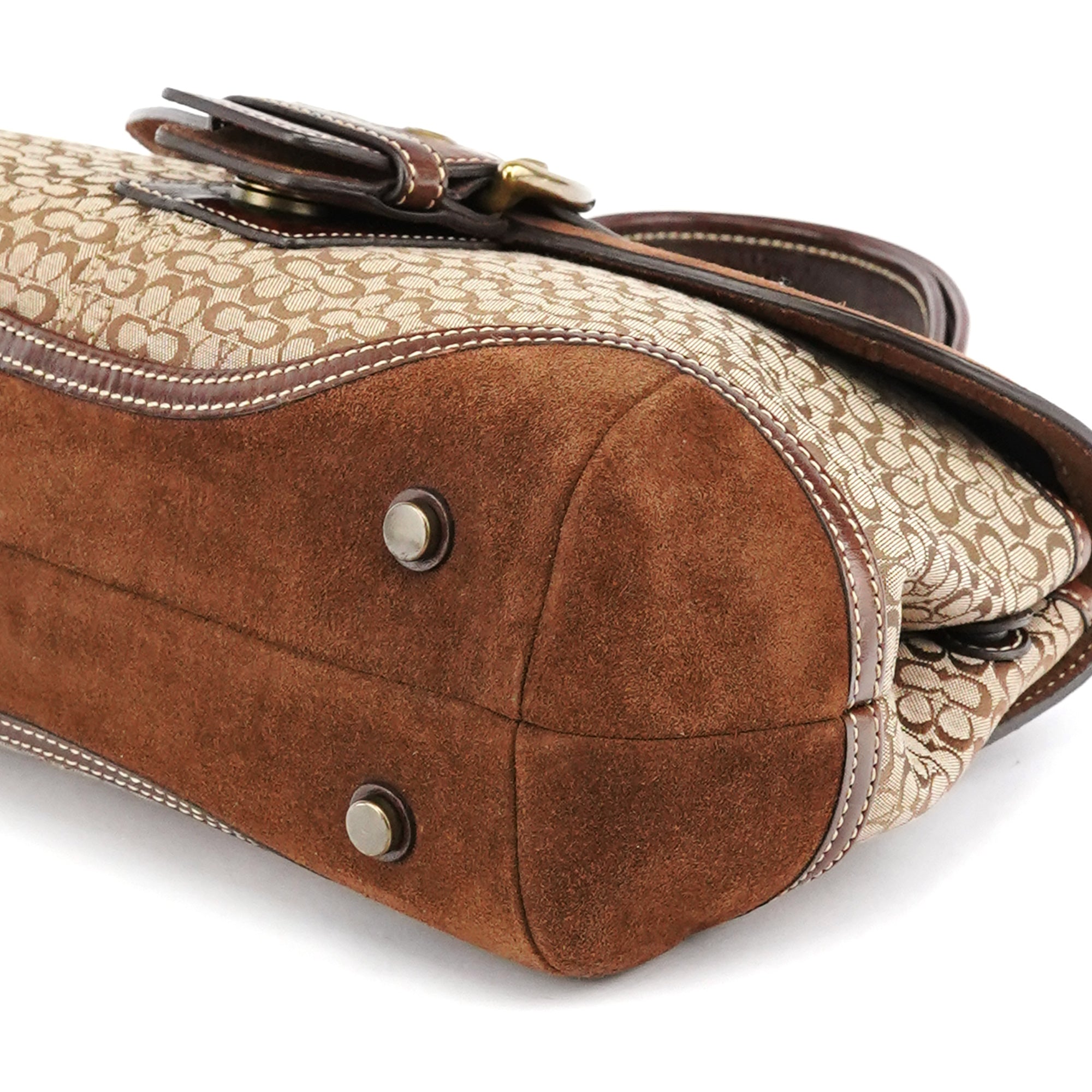 7078 Beige Brown Suede Soho Top Handle Bag
