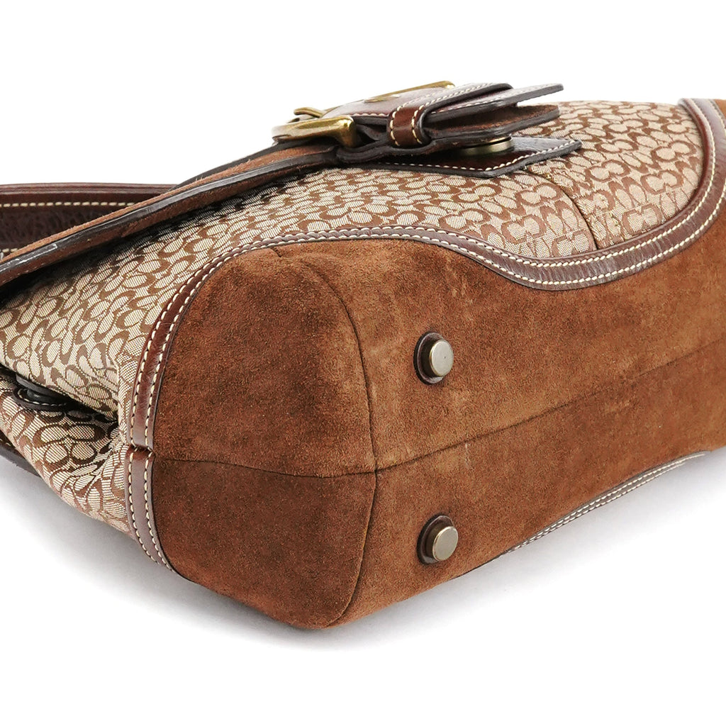 7078 Beige Brown Suede Soho Top Handle Bag