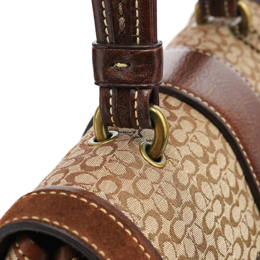 7078 Beige Brown Suede Soho Top Handle Bag