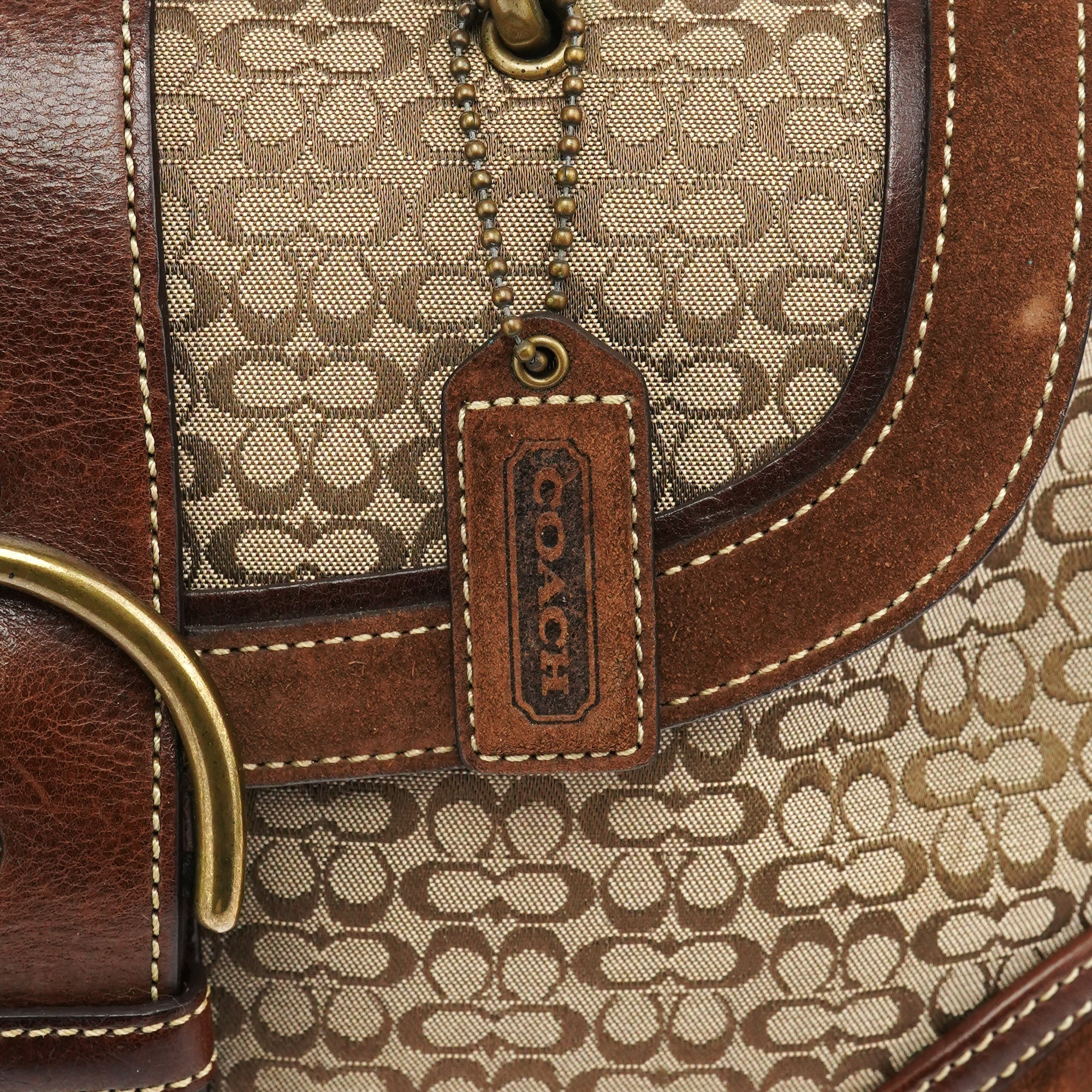 7078 Beige Brown Suede Soho Top Handle Bag