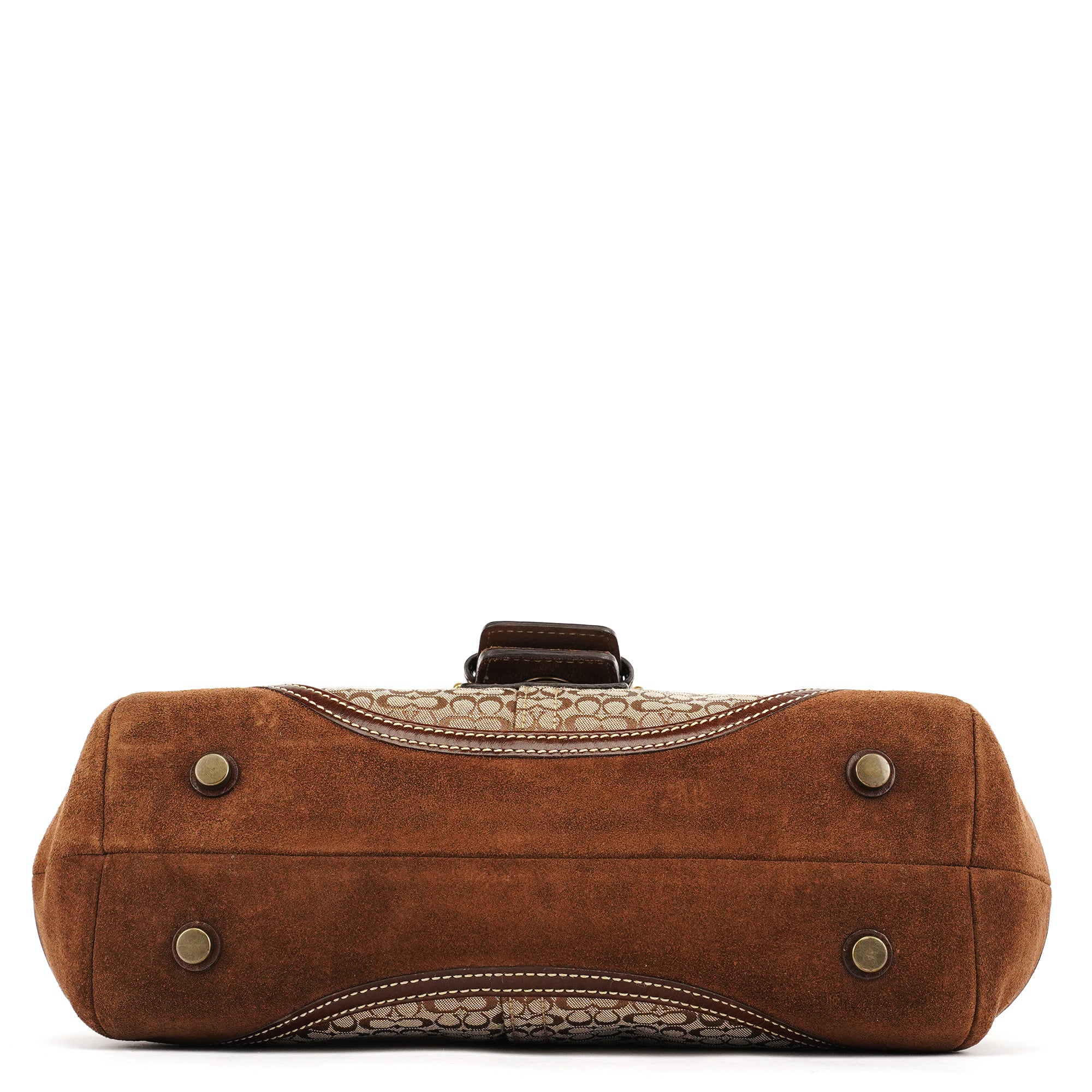 7078 Beige Brown Suede Soho Top Handle Bag