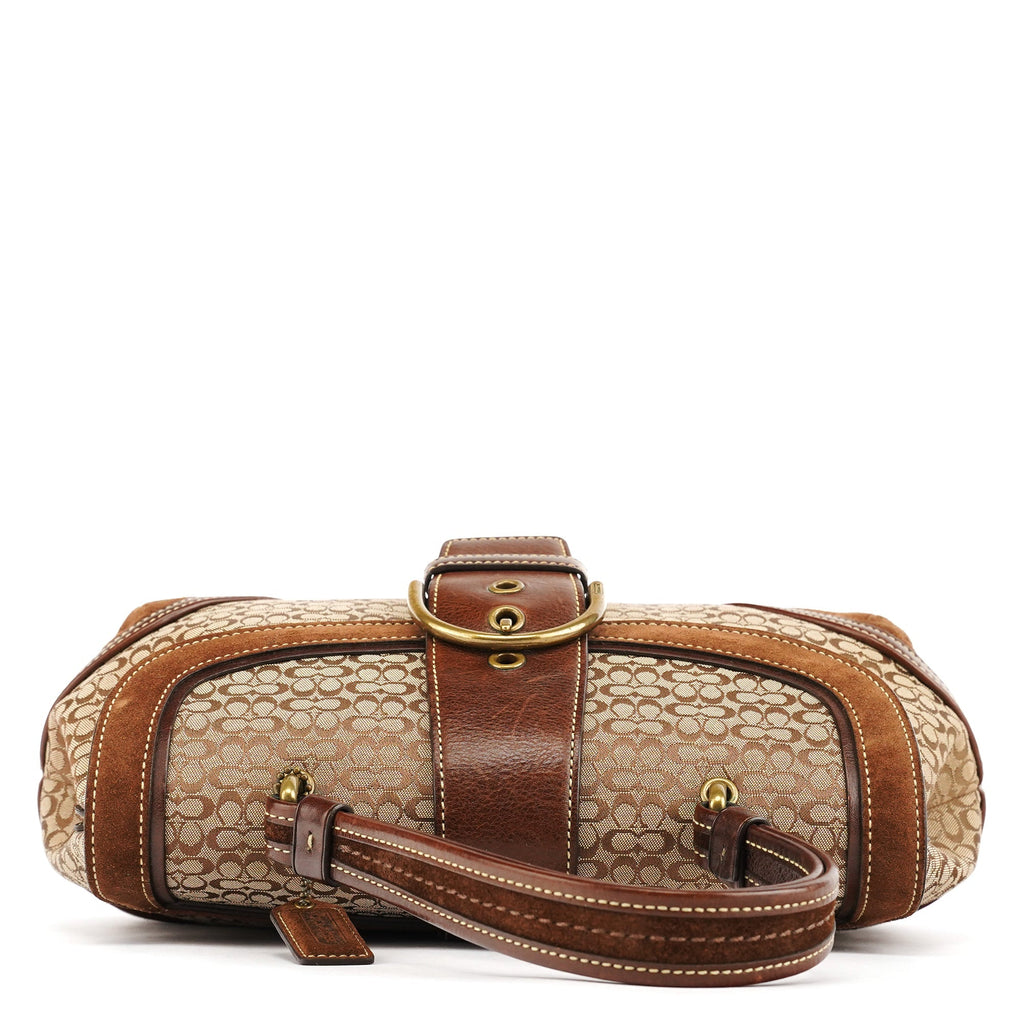 7078 Beige Brown Suede Soho Top Handle Bag