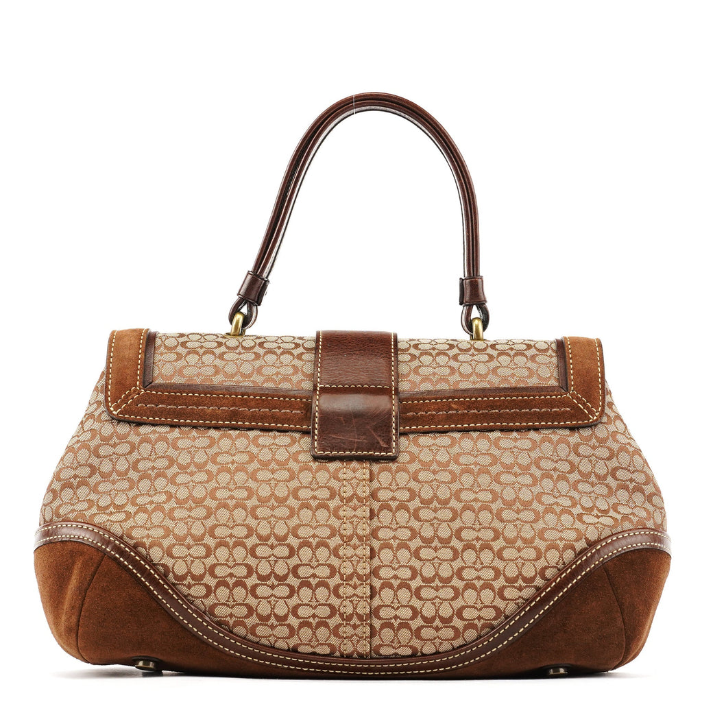 7078 Beige Brown Suede Soho Top Handle Bag