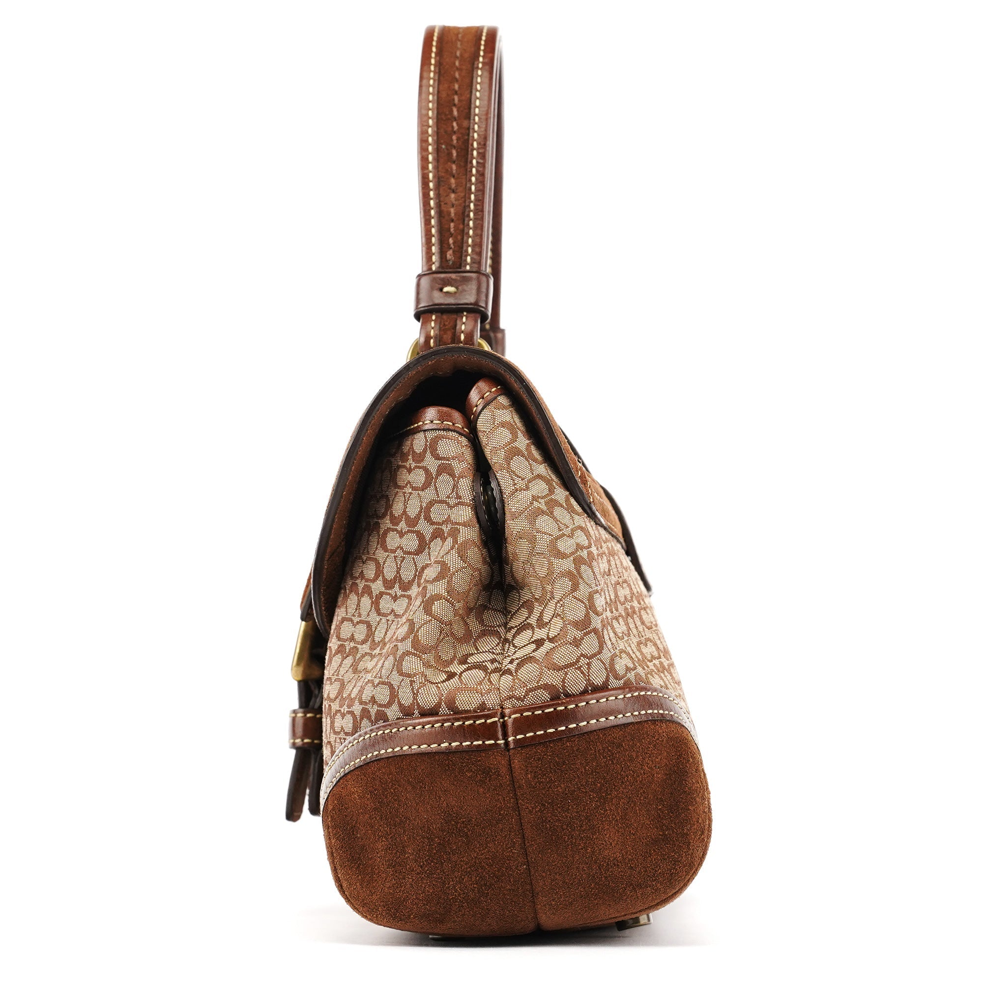 7078 Beige Brown Suede Soho Top Handle Bag