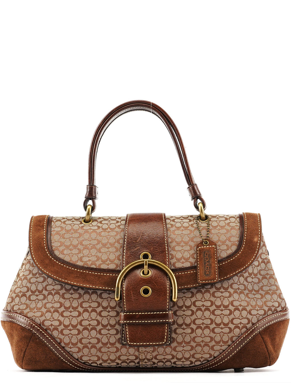 7078 Beige Brown Suede Soho Top Handle Bag