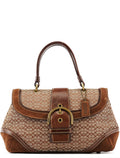 7078 Beige Brown Suede Soho Top Handle Bag