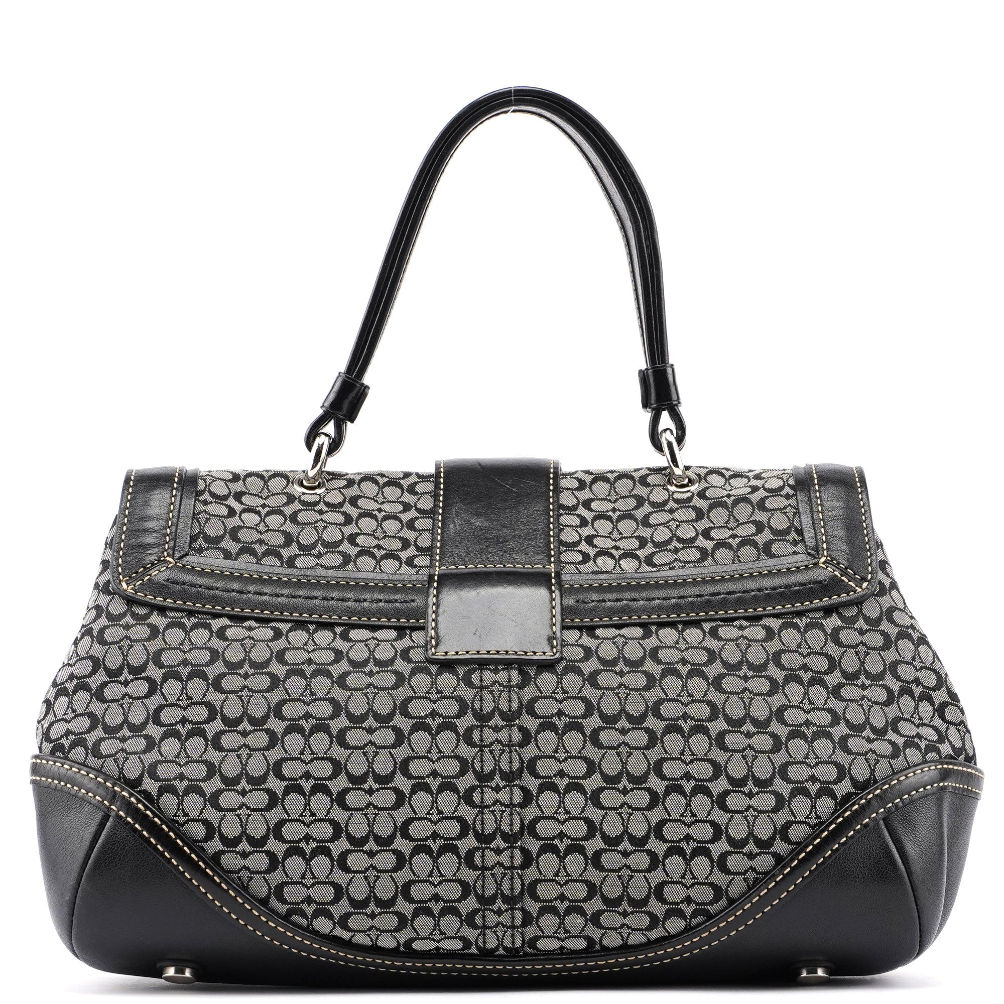 7078 Grey Signature C Soho Top Handle Bag