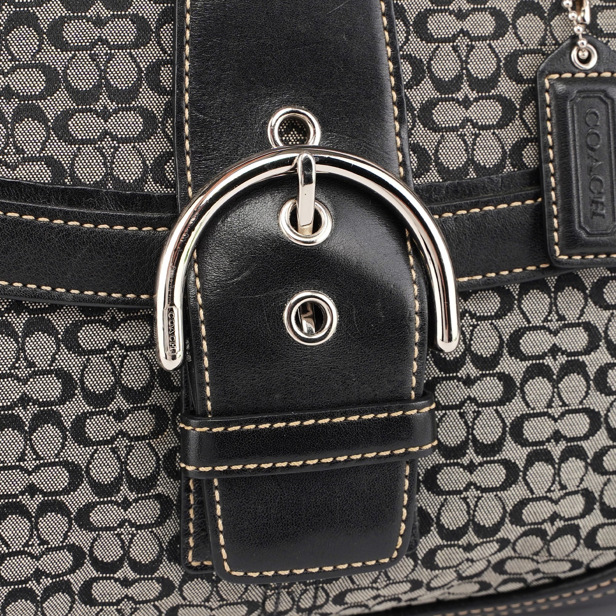7078 Grey Signature C Soho Top Handle Bag