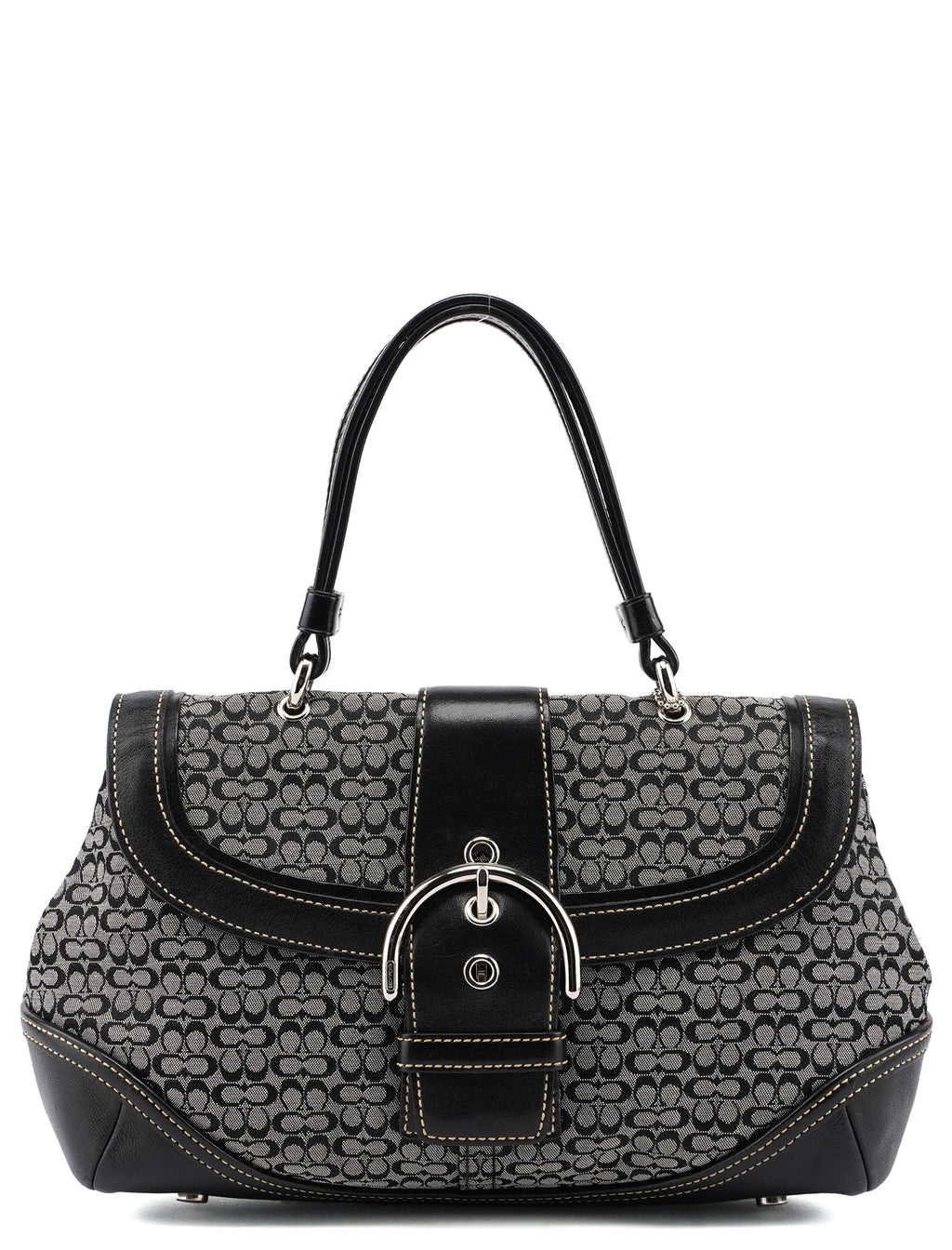 7078 Grey Signature C Soho Top Handle Bag