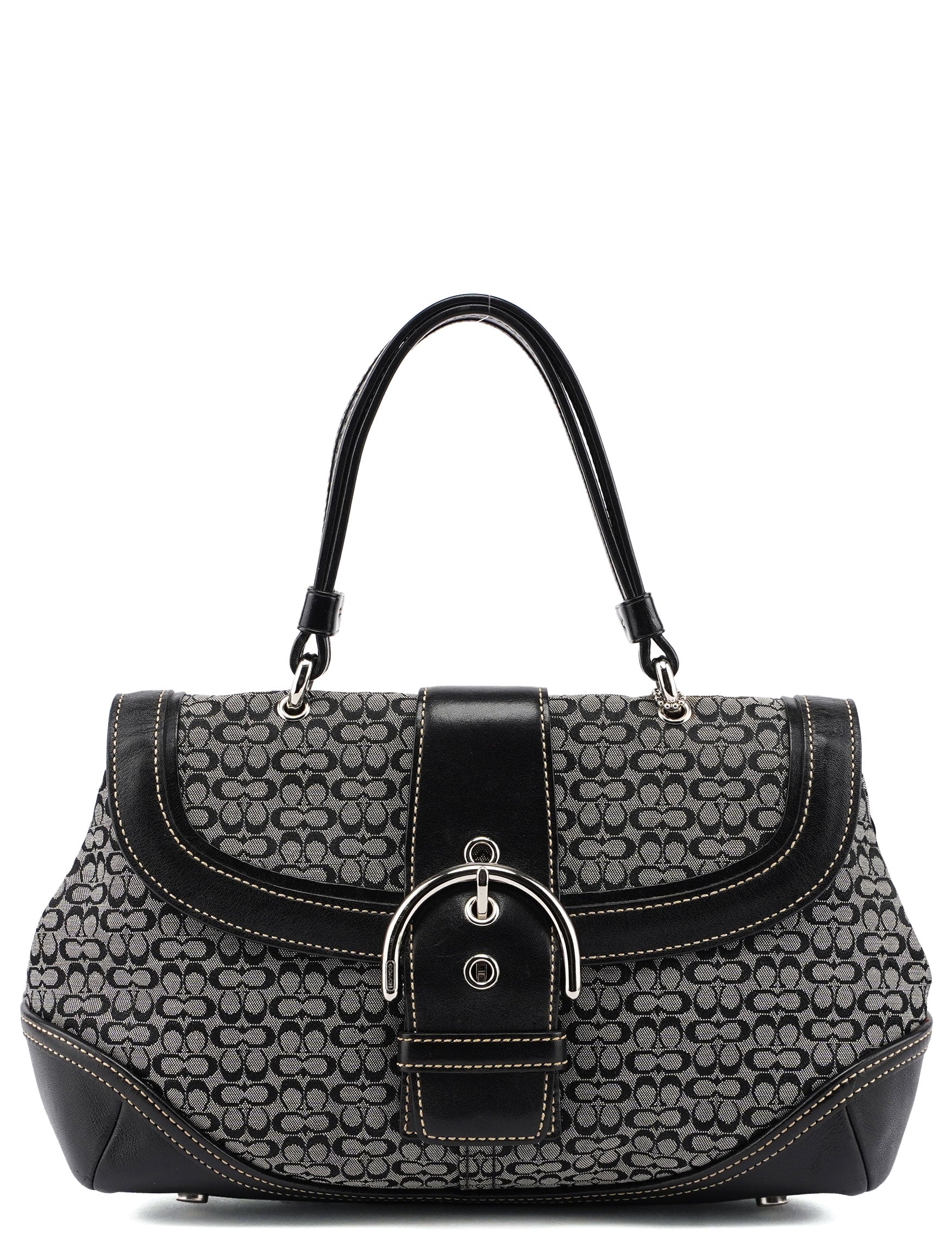 7078 Grey Signature C Soho Top Handle Bag