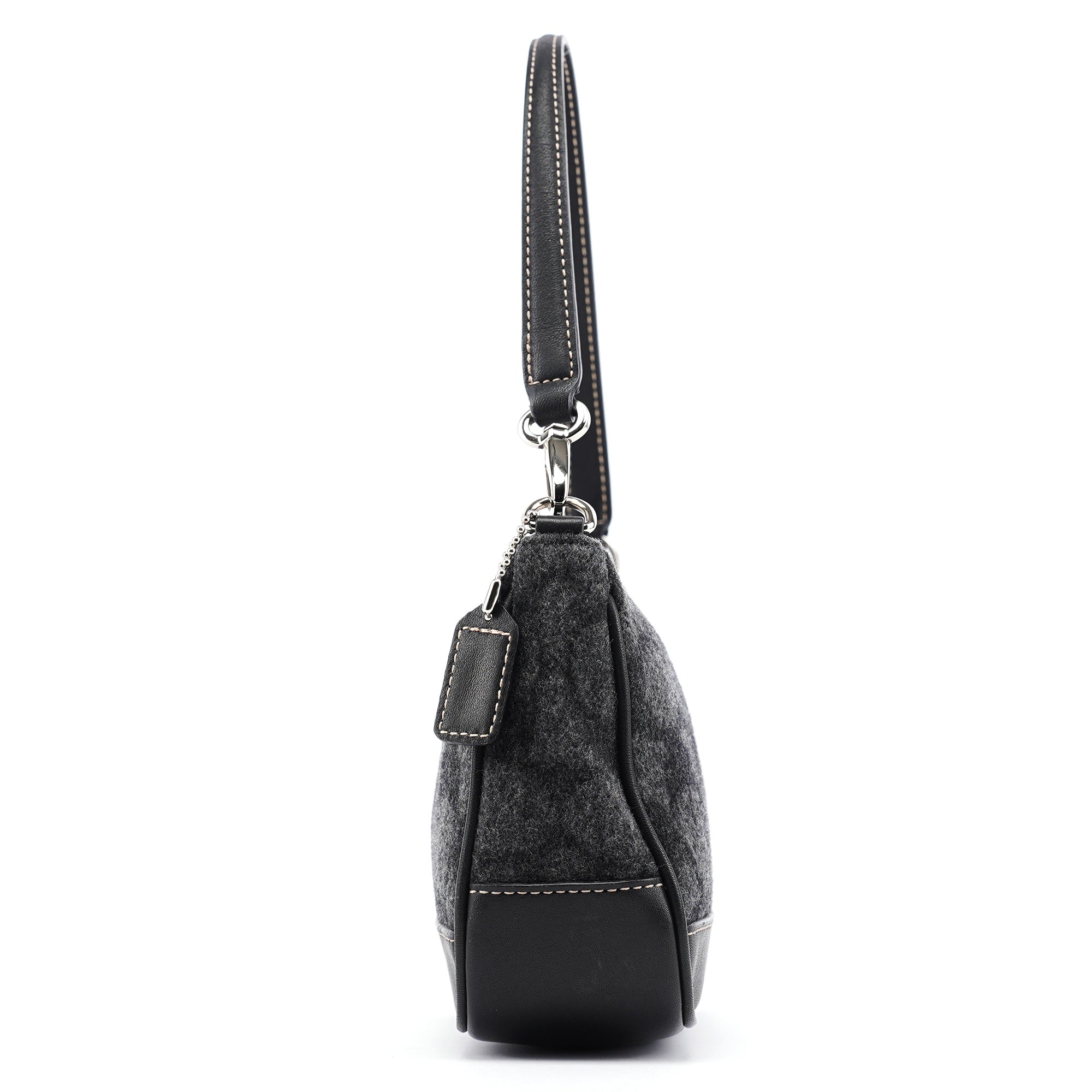 7720 Grey Wool Demi Shoulder Bag