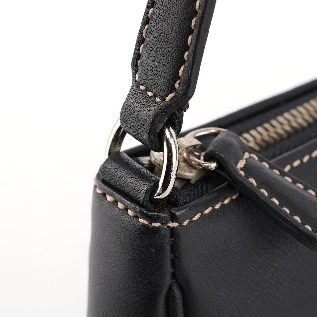 7785 Black Leather Signature Demi Bag