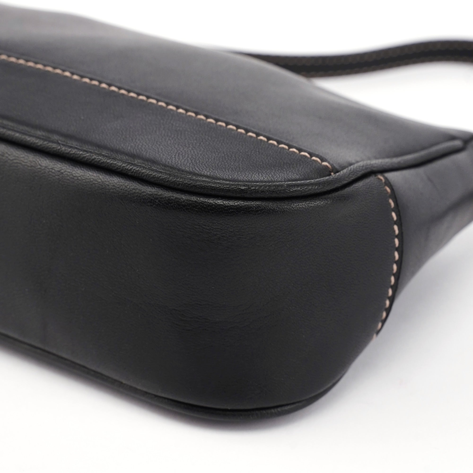 7785 Black Leather Signature Demi Bag