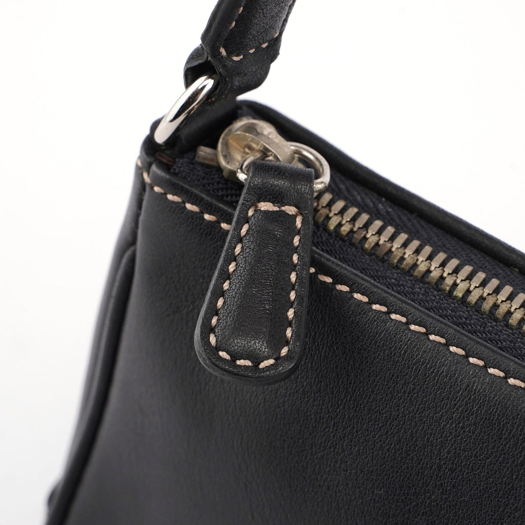 7785 Black Leather Signature Demi Bag