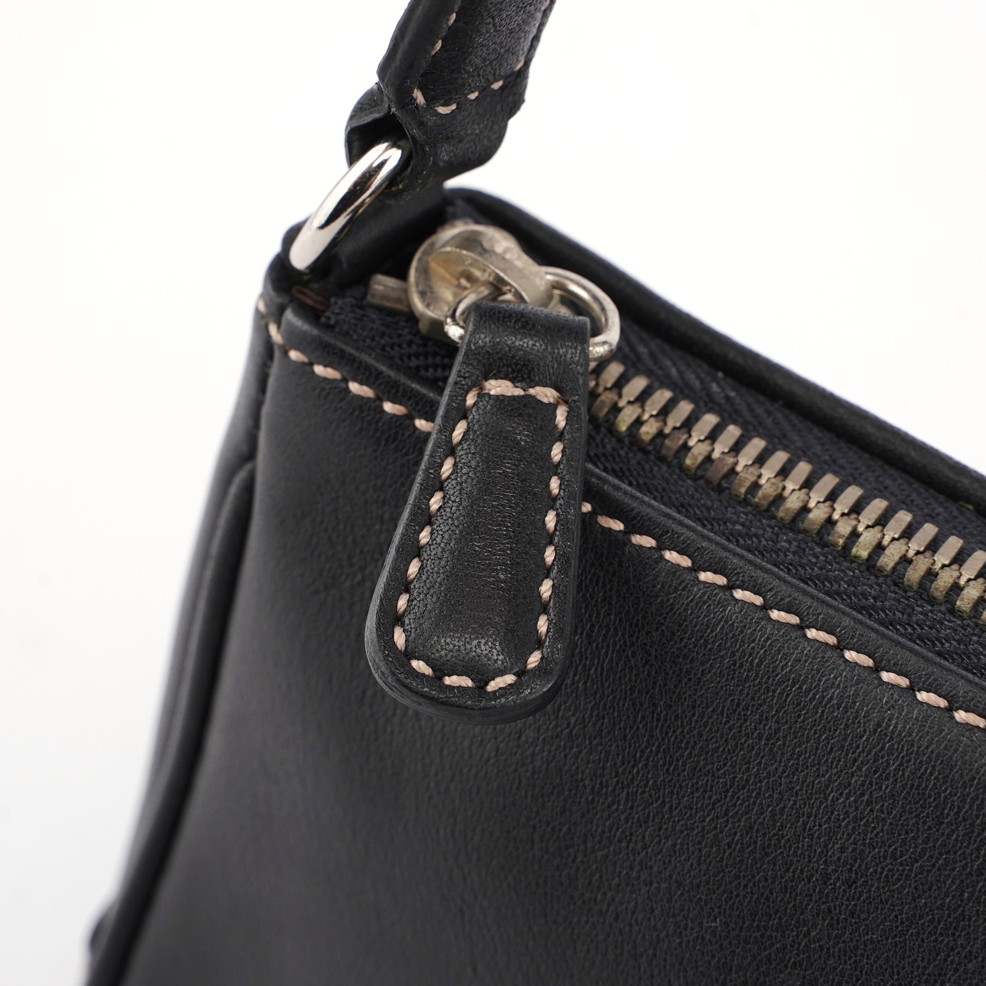 7785 Black Leather Signature Demi Bag