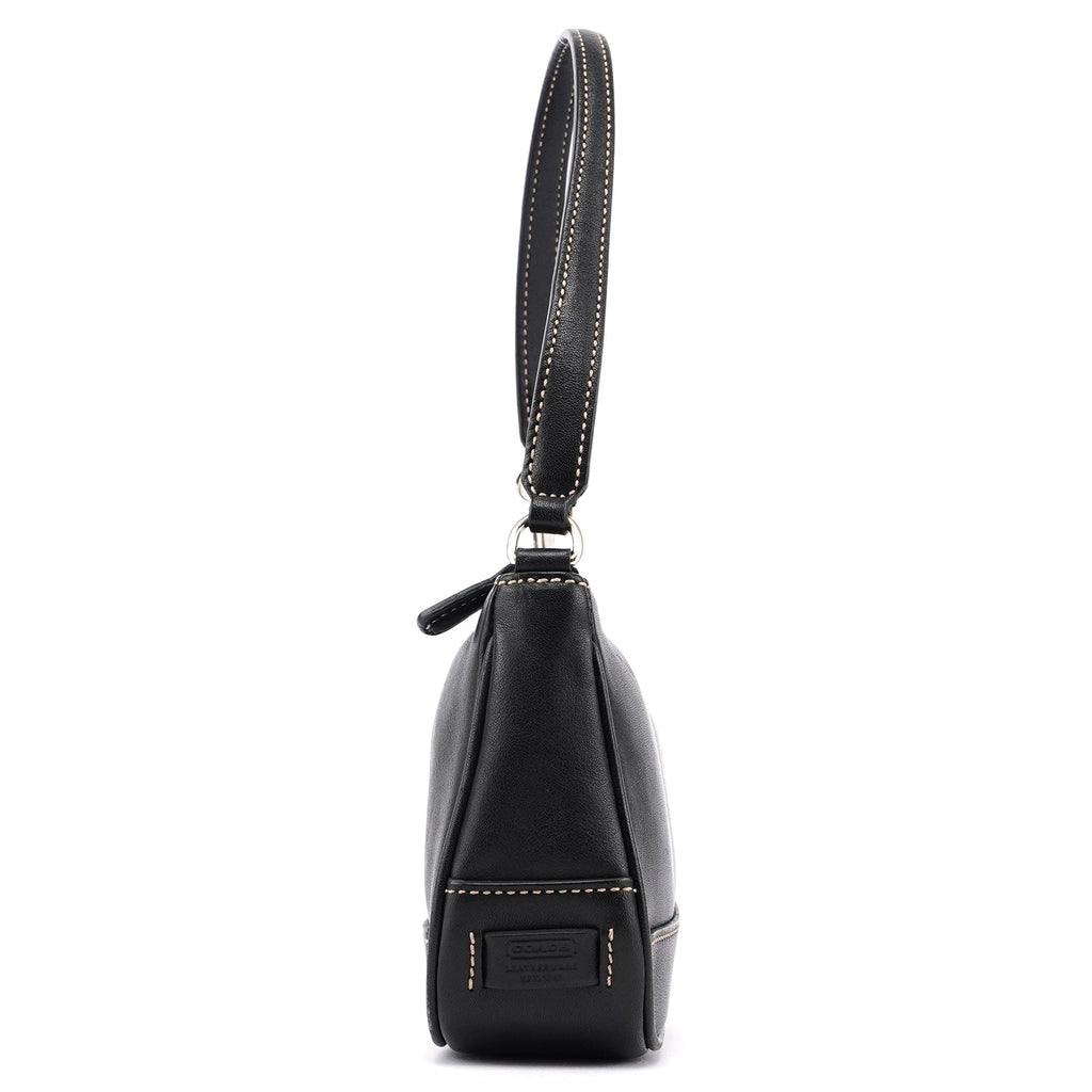 7785 Black Leather Signature Demi Shoulder Bag