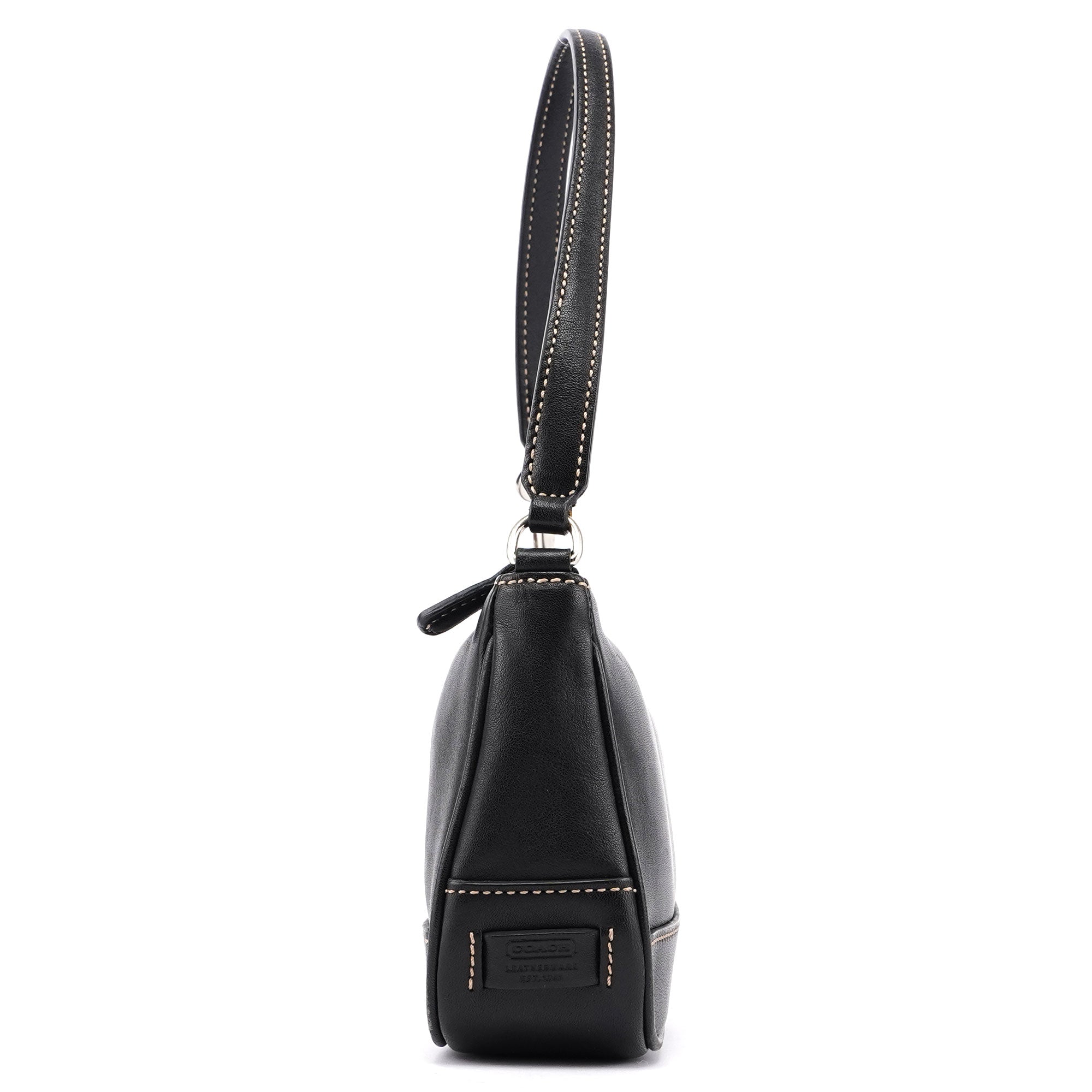 7785 Black Leather Signature Demi Shoulder Bag