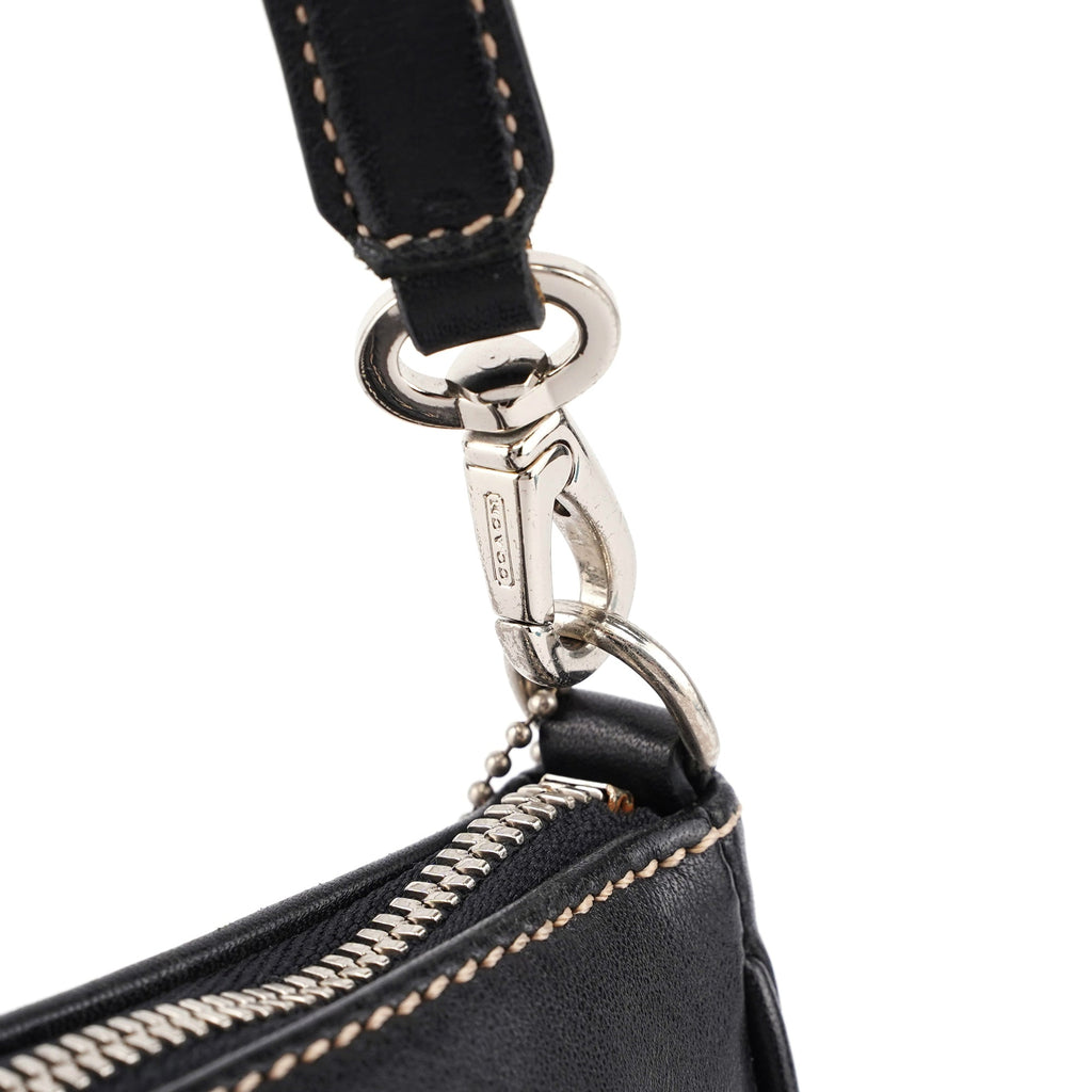 7785 Black Leather Signature Demi Shoulder Bag