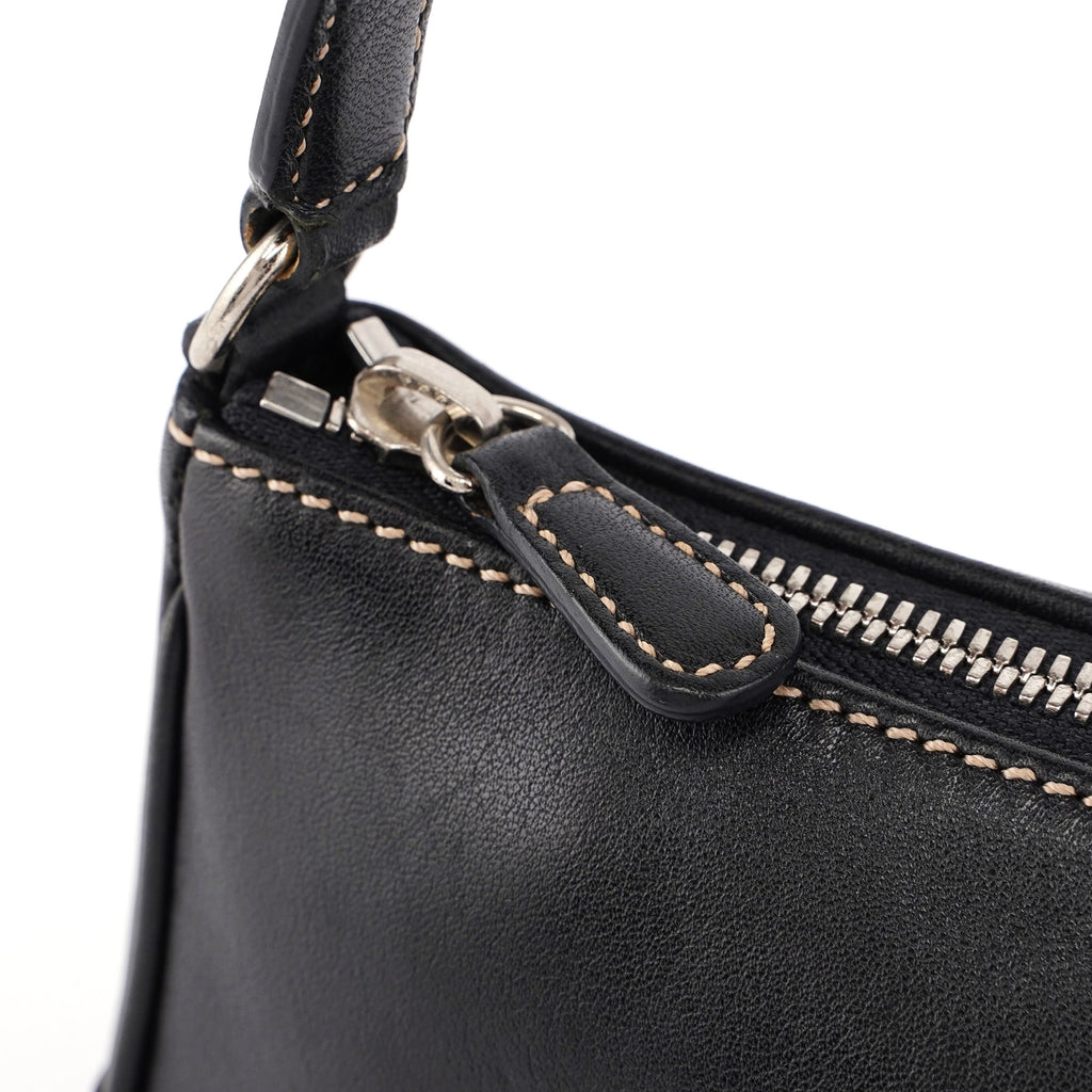 7785 Black Leather Signature Demi Shoulder Bag