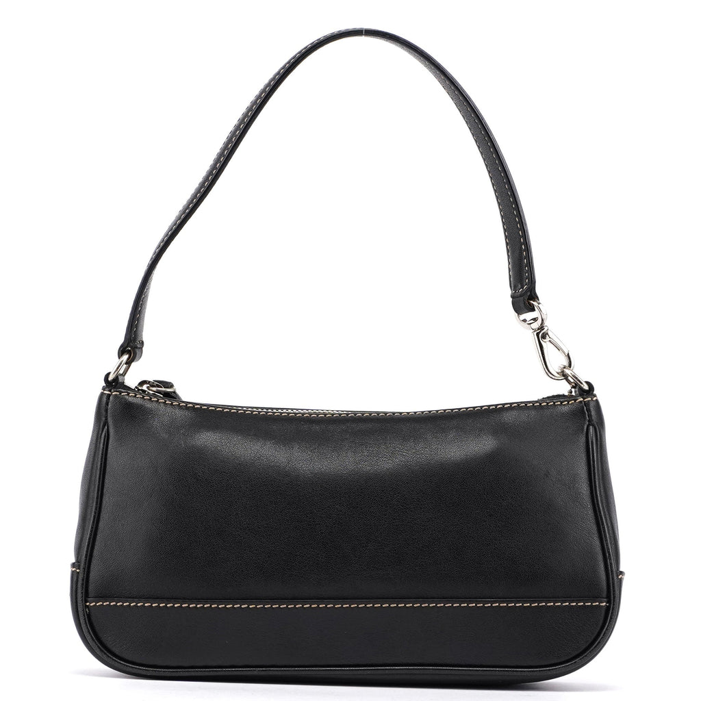 7785 Black Leather Signature Demi Shoulder Bag