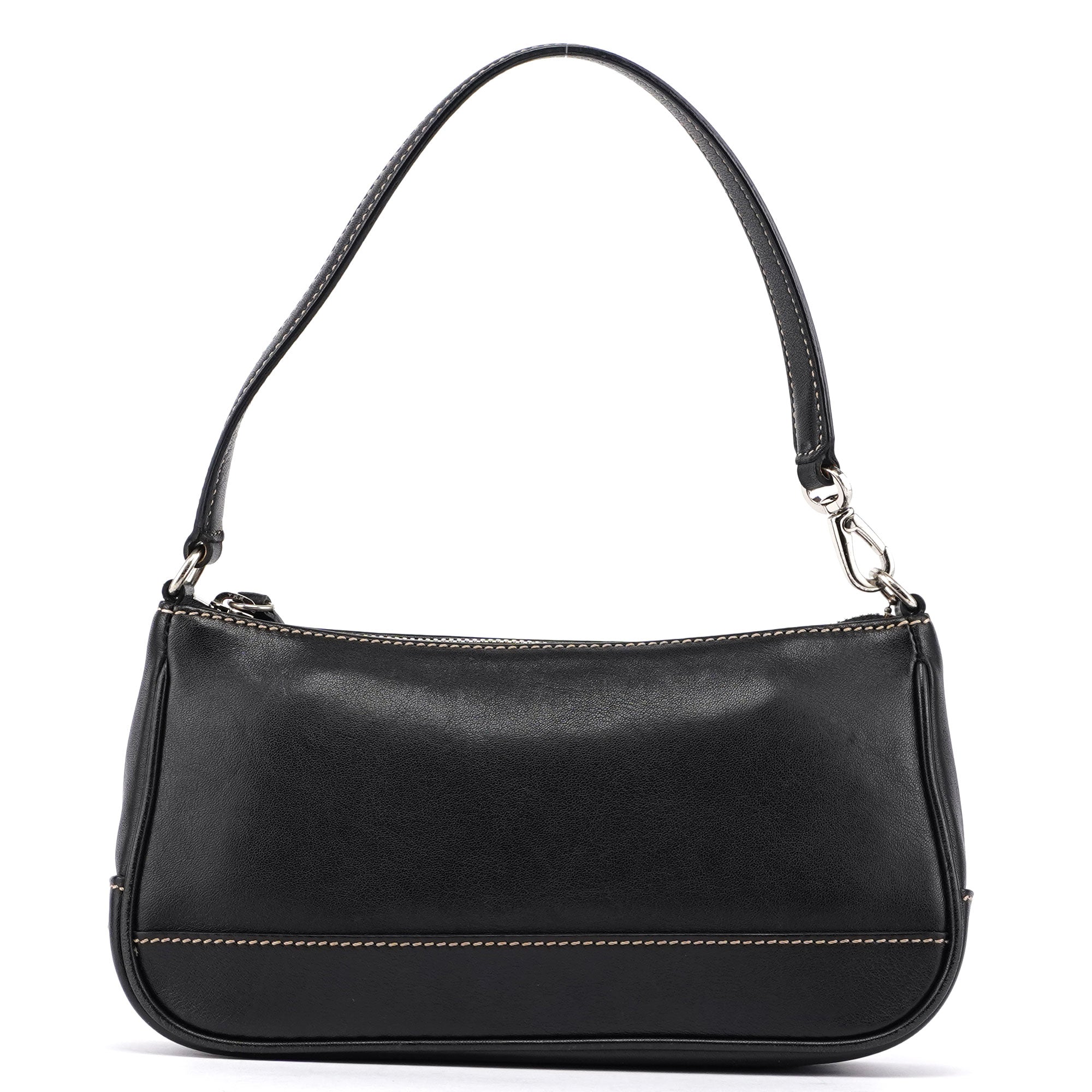 7785 Black Leather Signature Demi Shoulder Bag