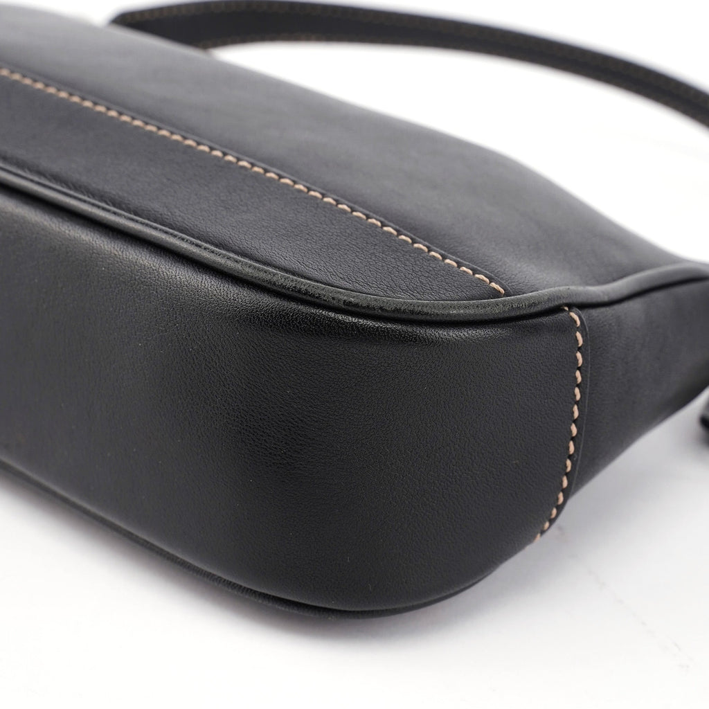 7785 Black Leather Signature Demi Shoulder Bag