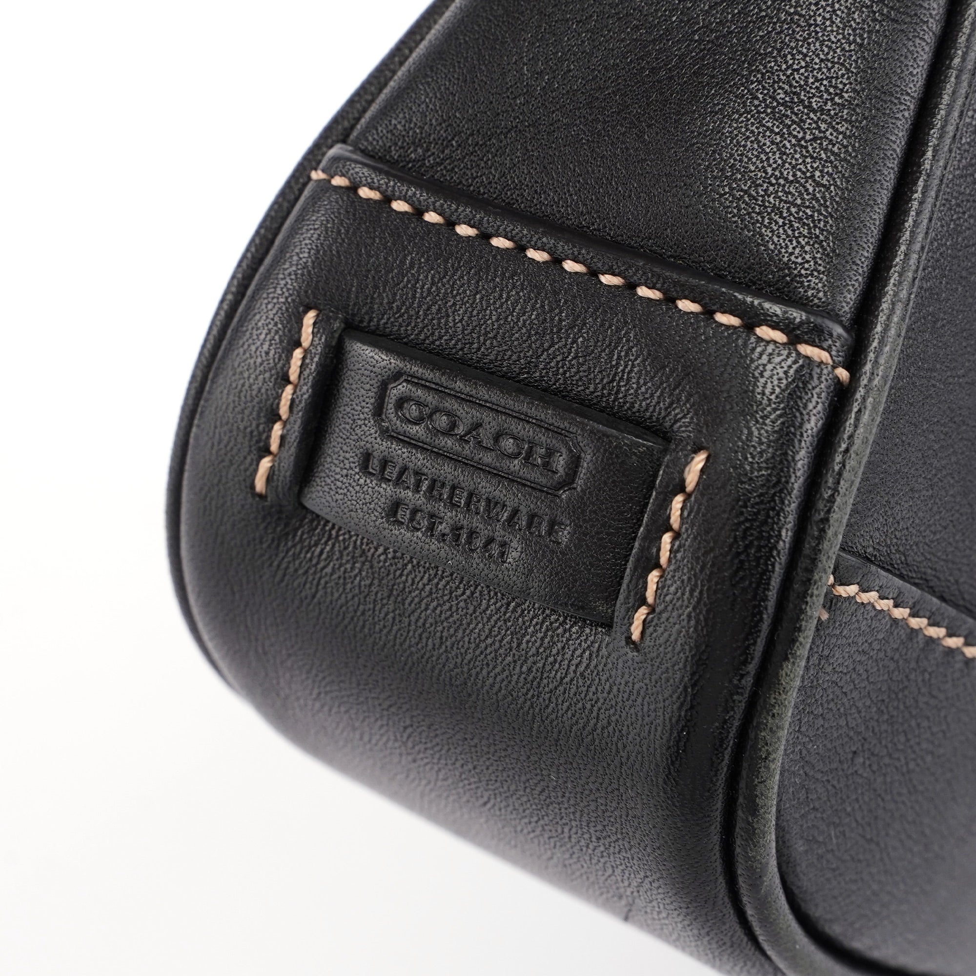 7785 Black Leather Signature Demi Shoulder Bag