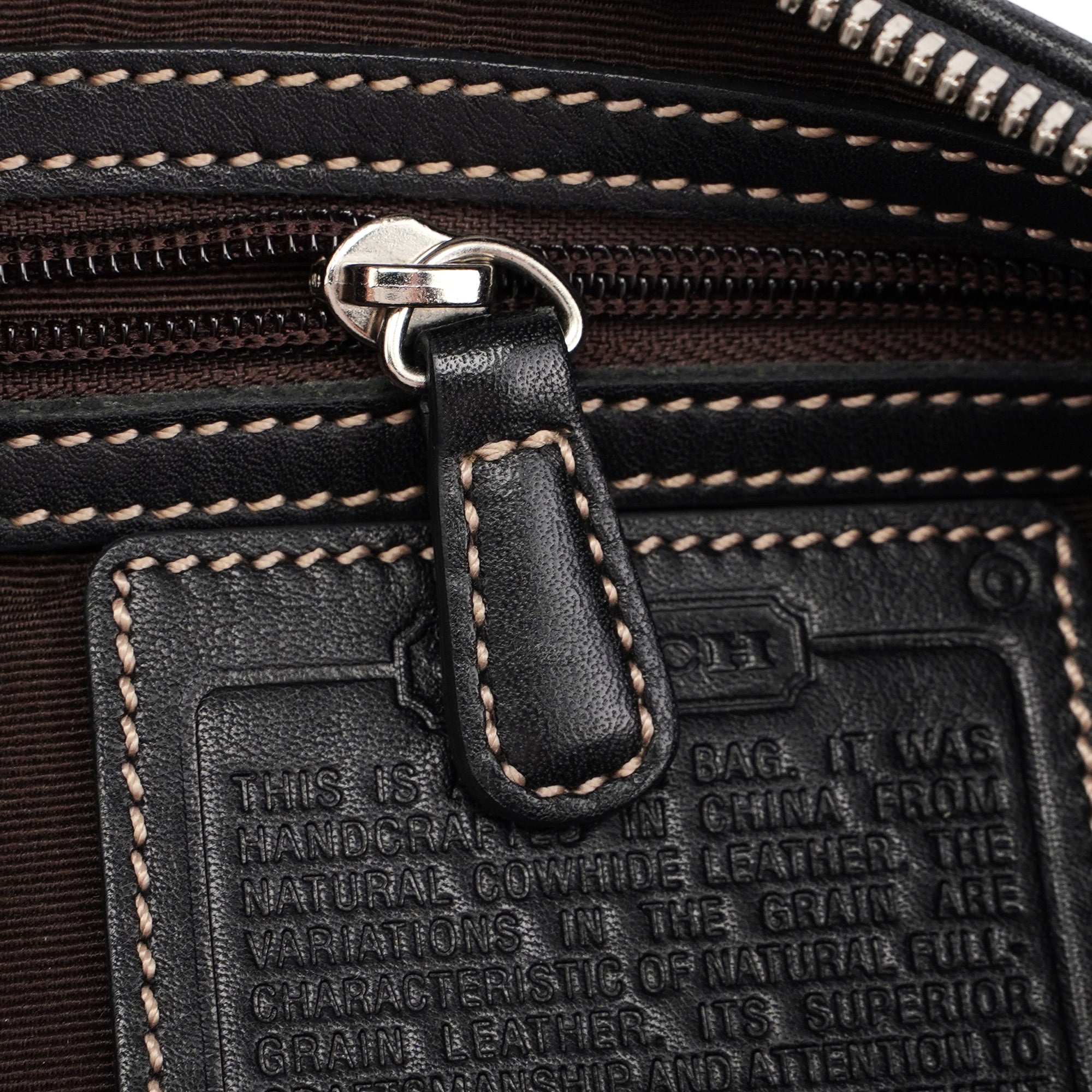 7785 Black Leather Signature Demi Shoulder Bag