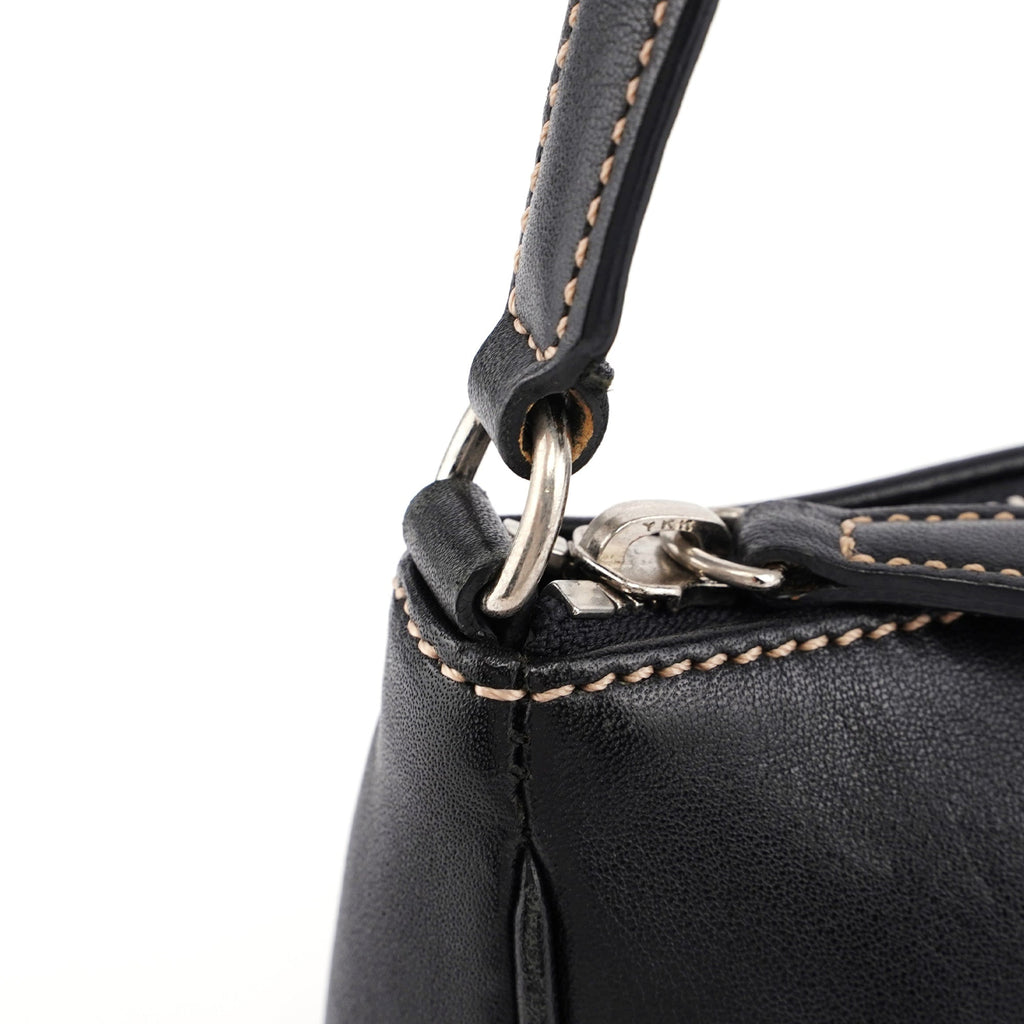 7785 Black Leather Signature Demi Shoulder Bag
