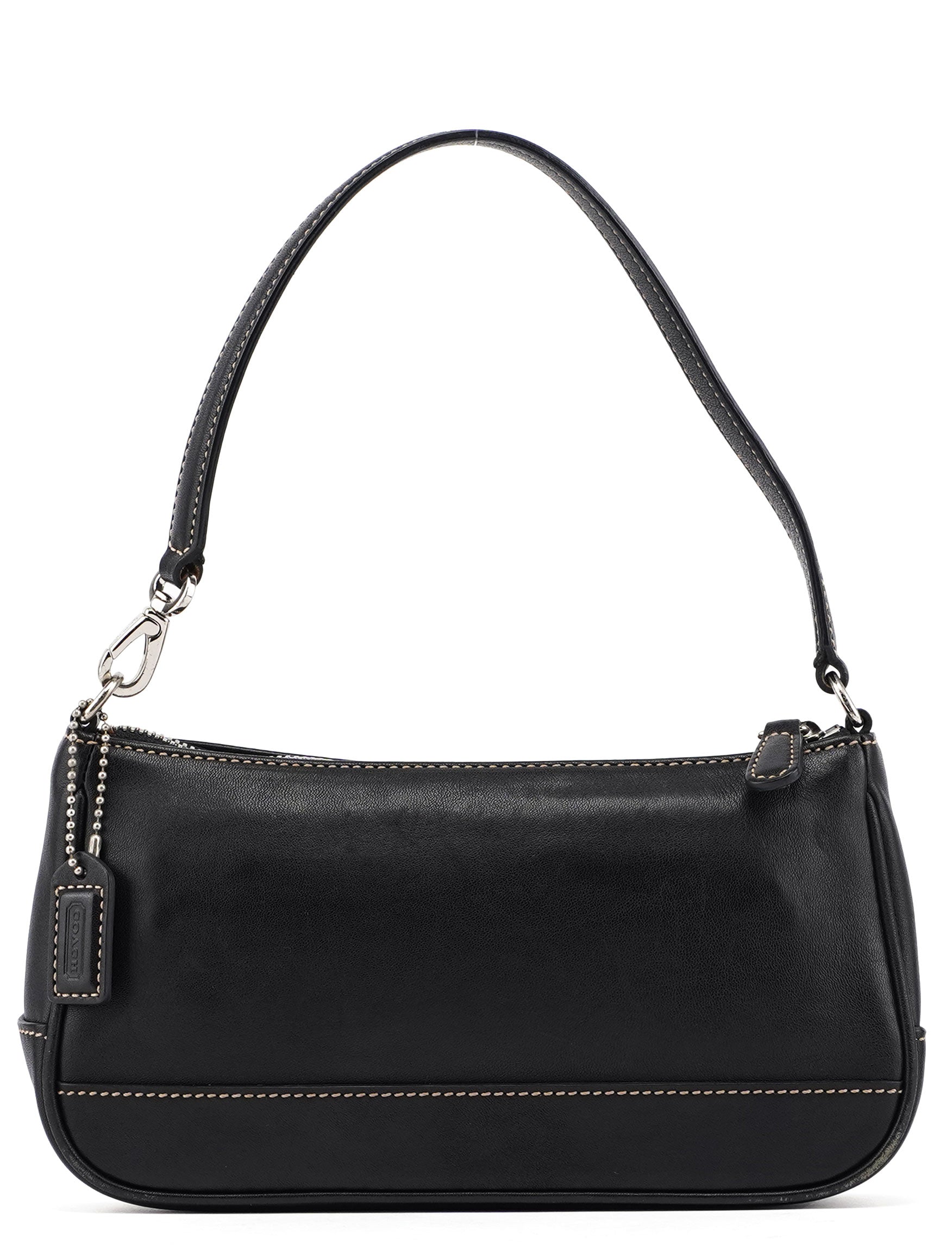 7785 Black Leather Signature Demi Shoulder Bag