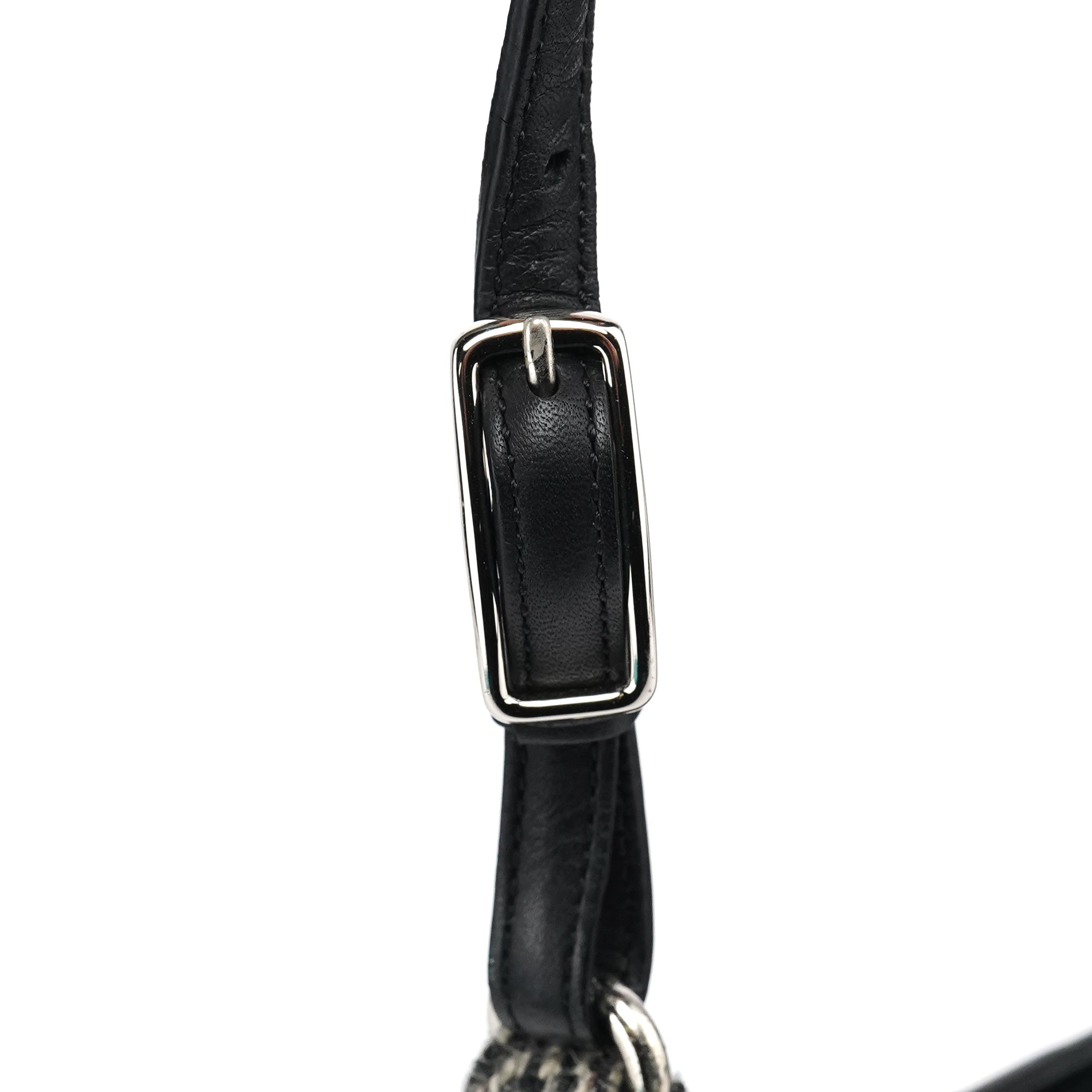 8121 Grey Herringbone Wool Shoulder Bag
