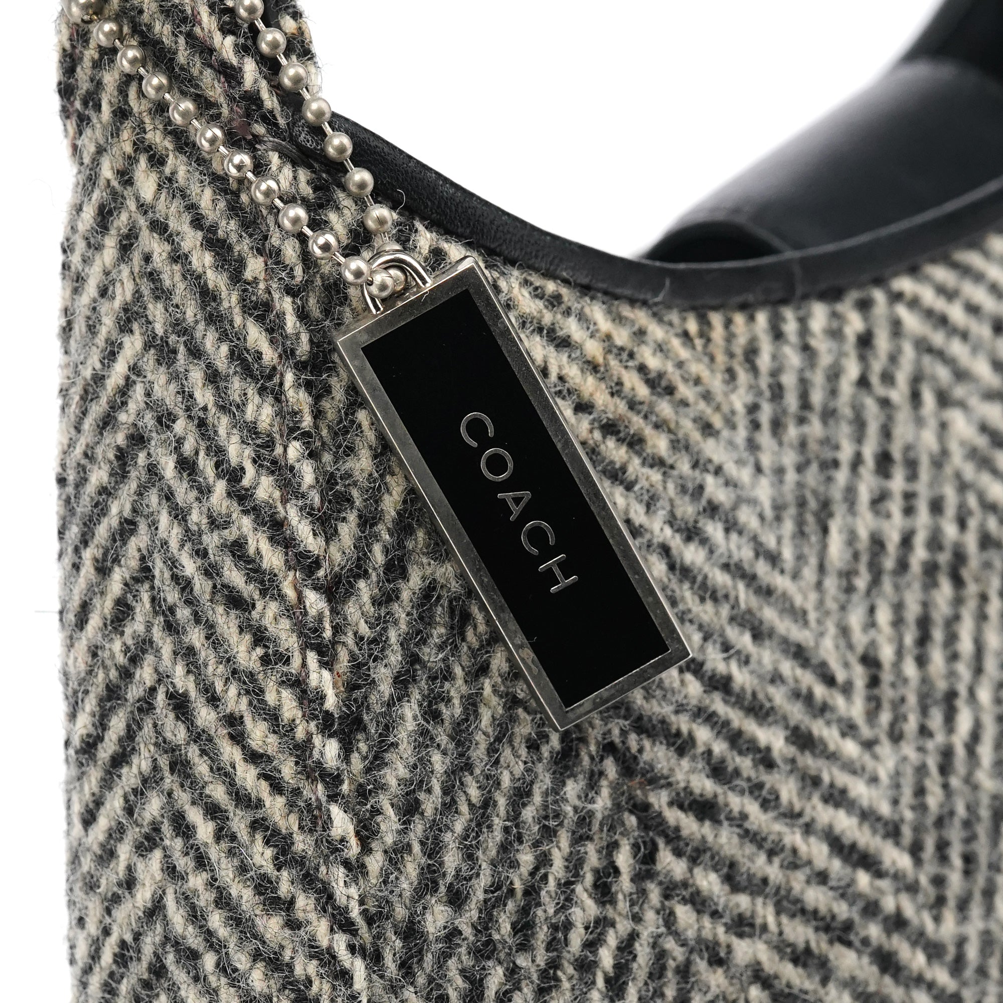 8121 Grey Herringbone Wool Shoulder Bag