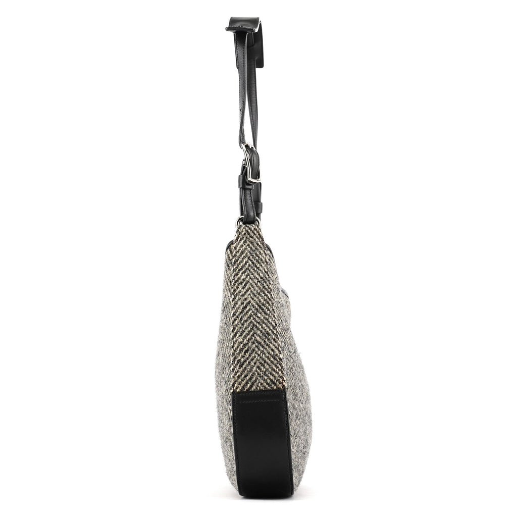 8121 Grey Herringbone Wool Shoulder Bag