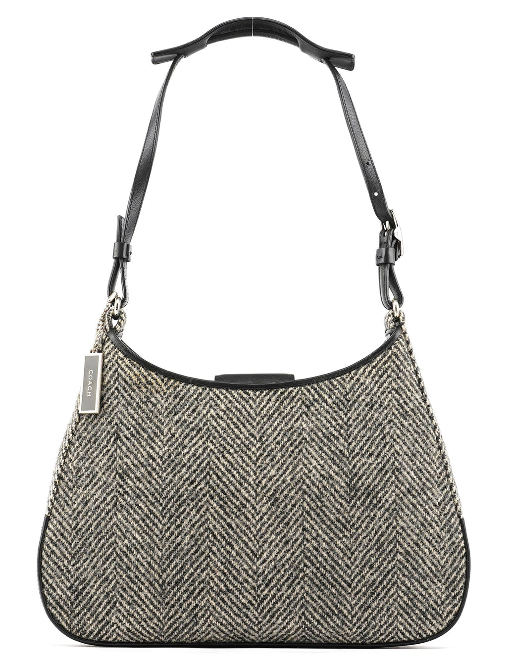 8121 Grey Herringbone Wool Shoulder Bag