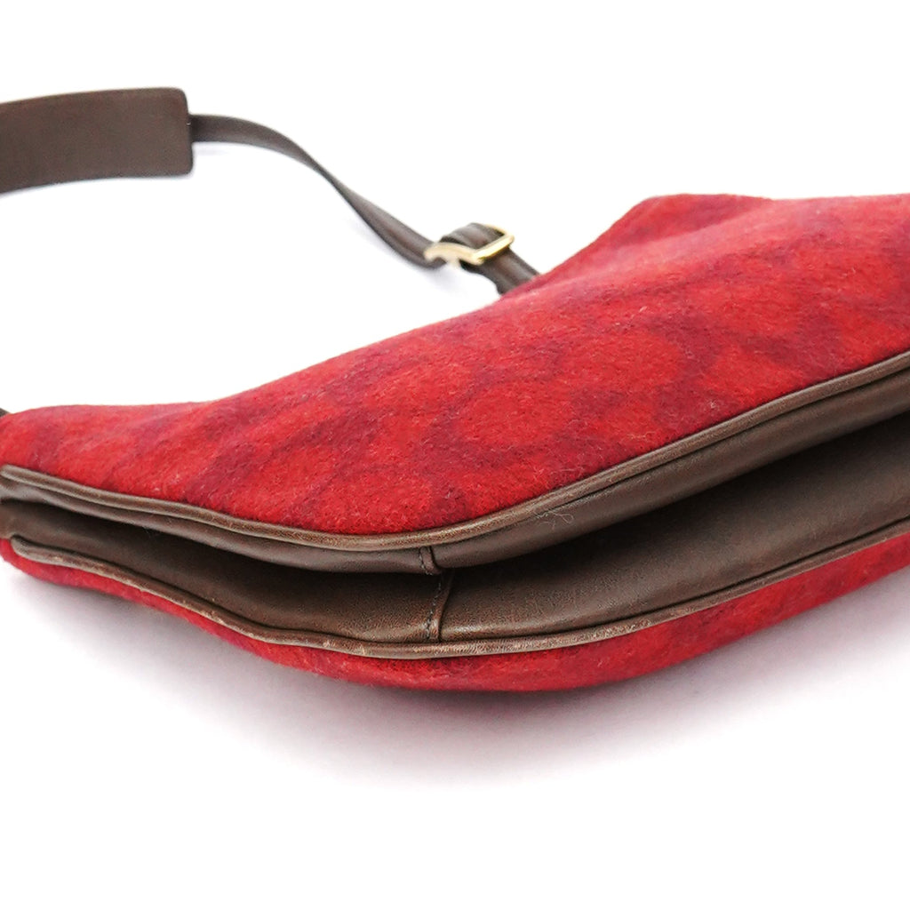 8307 Red Signature Monogram Wool Shoulder Bag