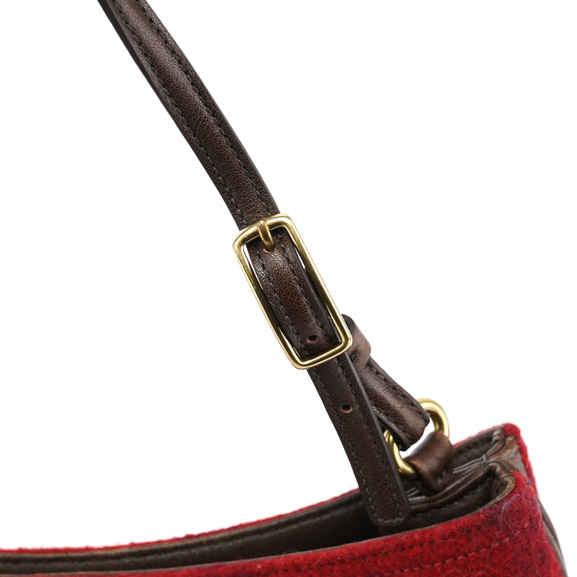 8307 Red Signature Monogram Wool Shoulder Bag