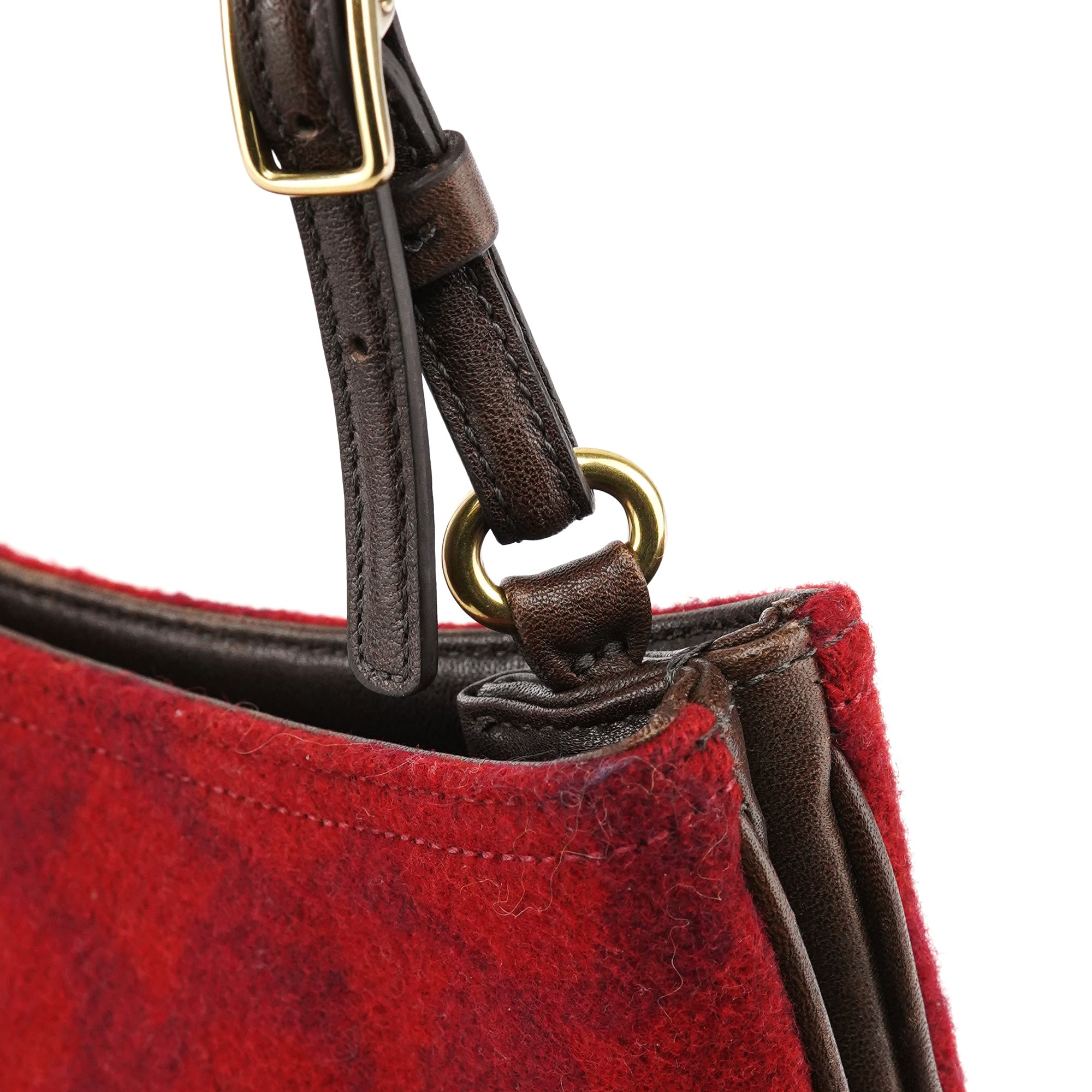 8307 Red Signature Monogram Wool Shoulder Bag