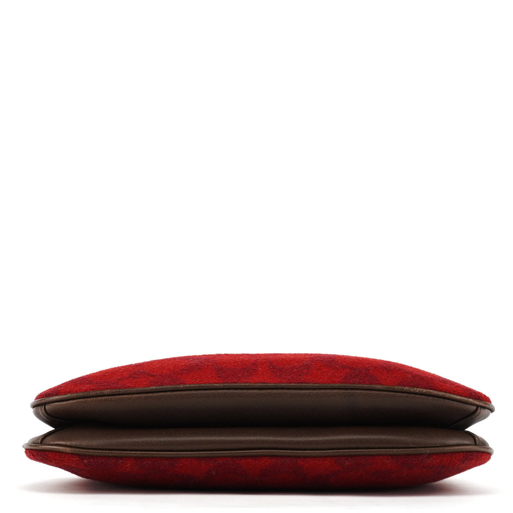 8307 Red Signature Monogram Wool Shoulder Bag