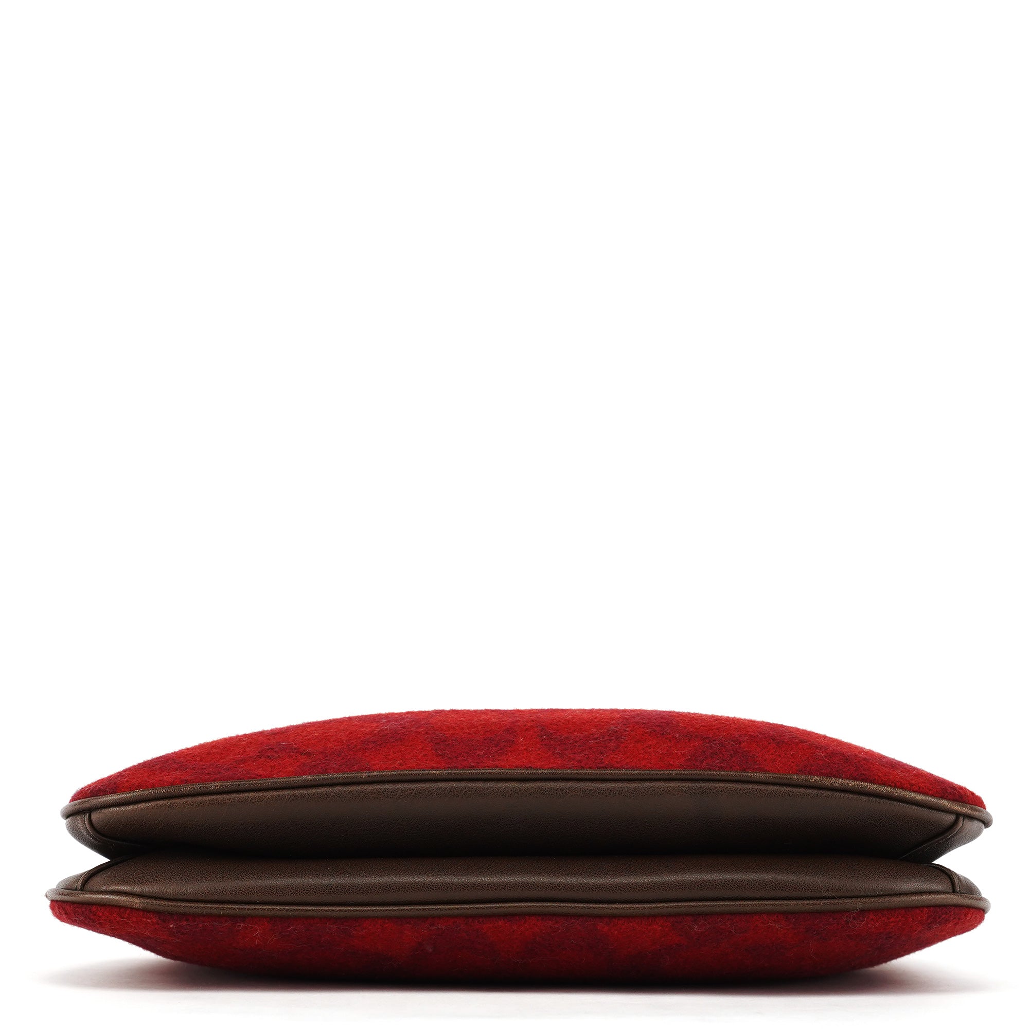 8307 Red Signature Monogram Wool Shoulder Bag