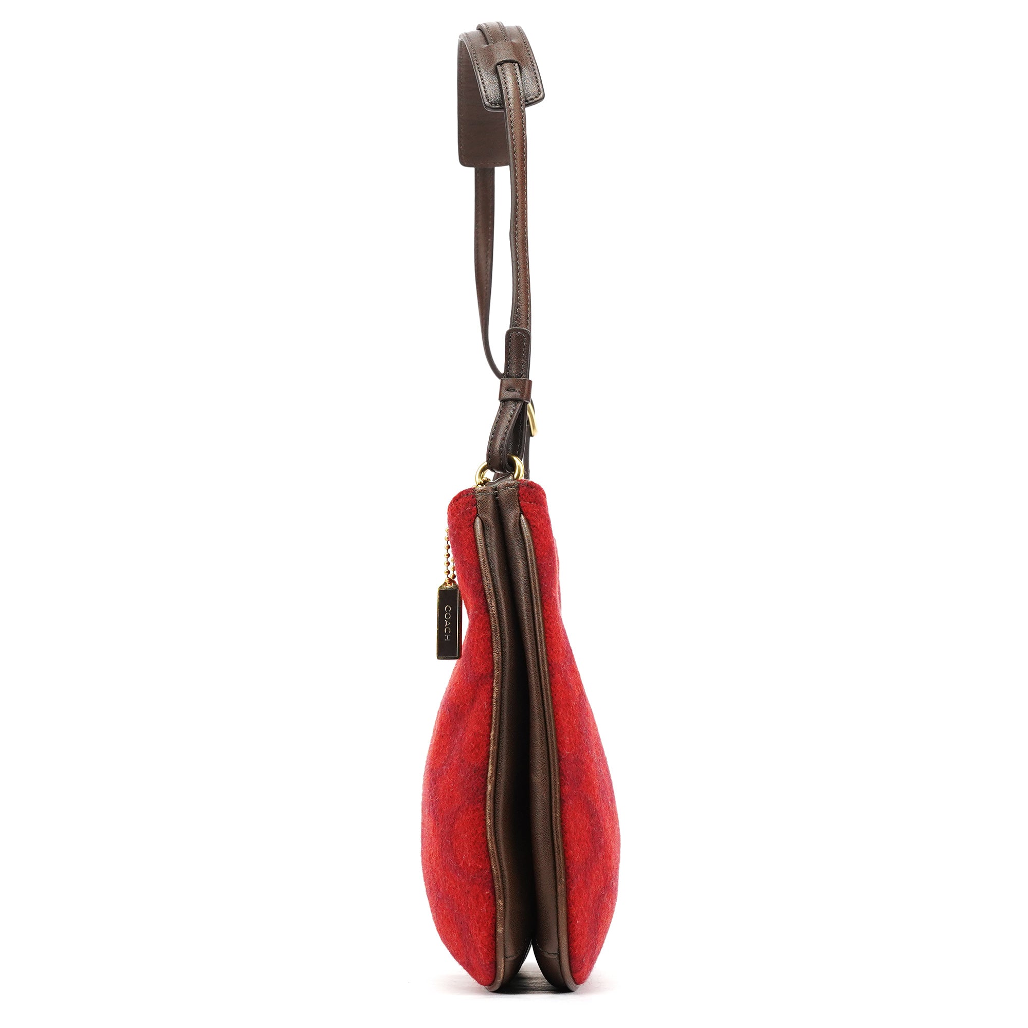 8307 Red Signature Monogram Wool Shoulder Bag