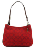 8307 Red Signature Monogram Wool Shoulder Bag