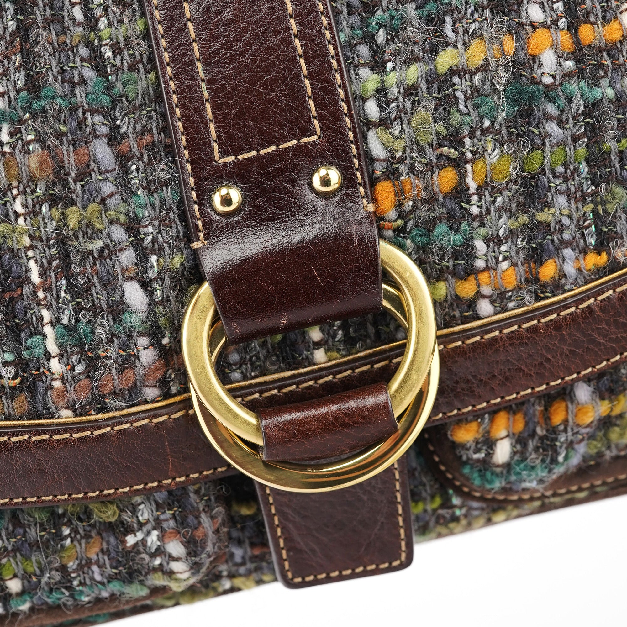 8F18 Brown Tweed Soho Shoulder Bag