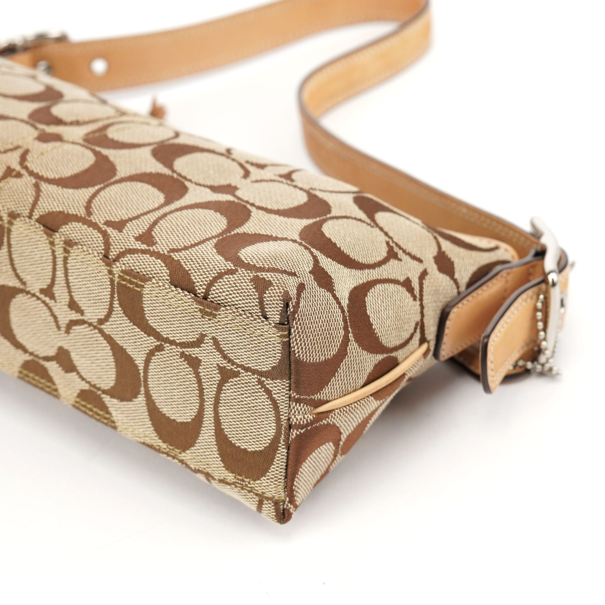 8K01 Beige Signature C Demi Shoulder Bag